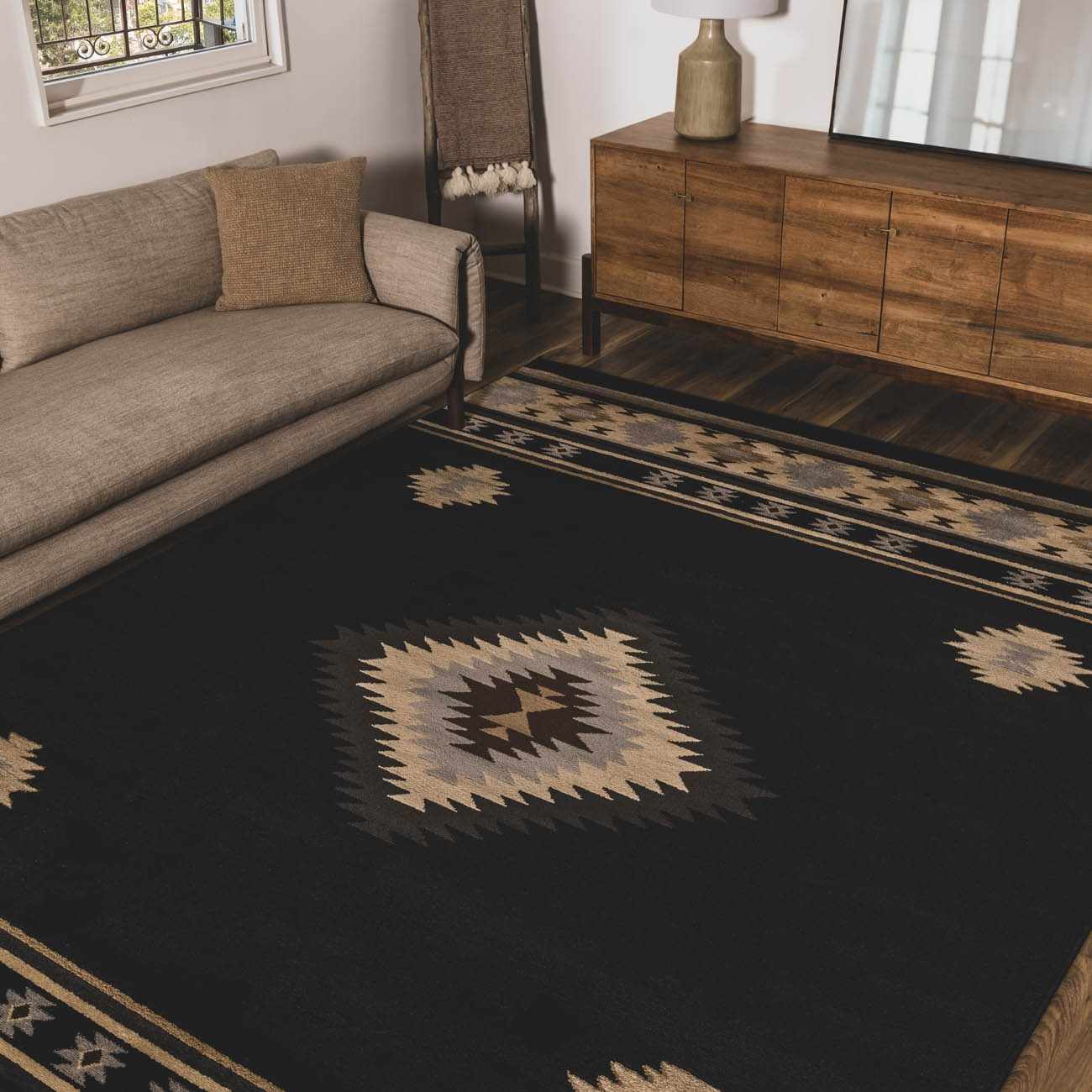 Buckhaven Black Southwestern Area Rug - Image 3