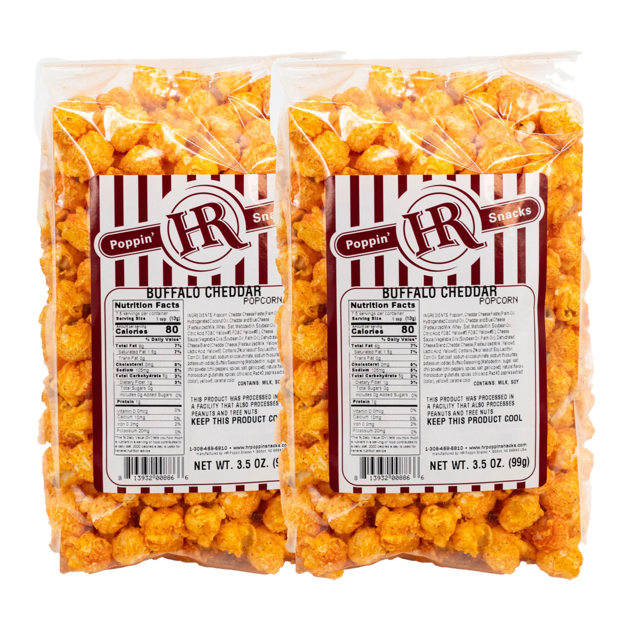 Buffalo Cheddar Popcorn | 3.5 oz | Pack of 2 | HR Poppin' Snacks