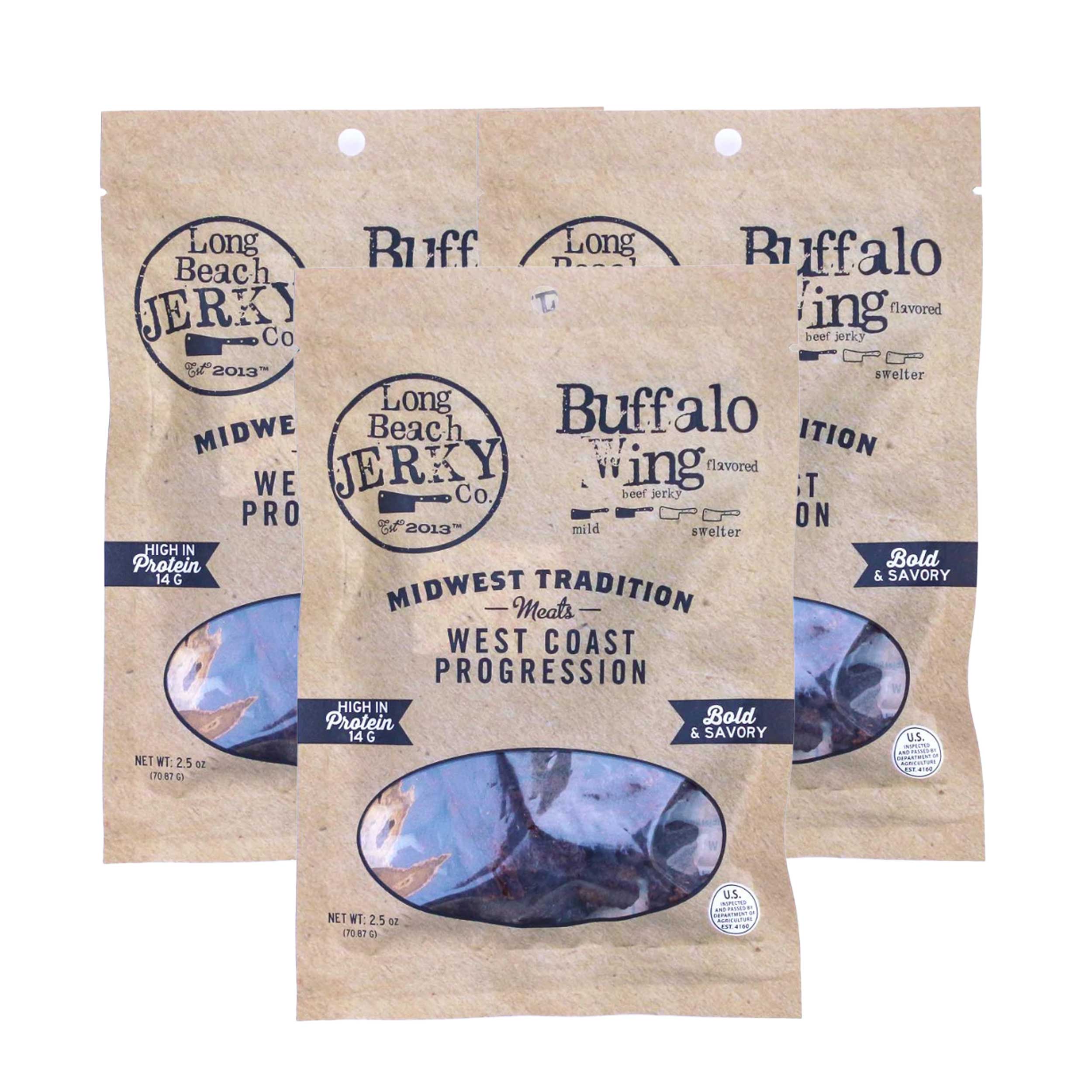 Buffalo Wing Flavored Beef Jerky | 2.5 oz | Pack of 3 | JVL Enterprises
