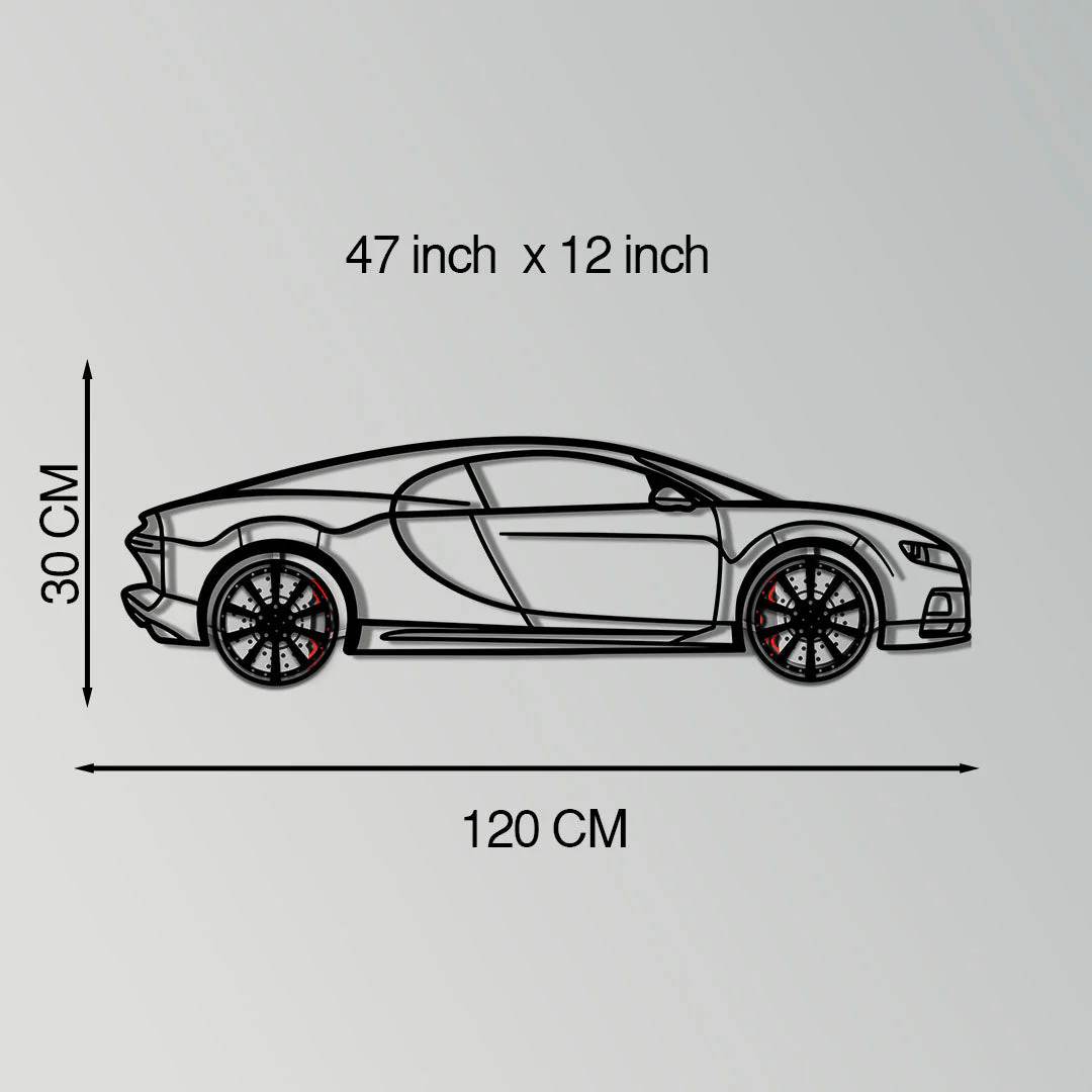 Bugatti Chiron Metal Car Wall Art with Rotating Wheels - Ultimate Hypercar Silhouette Decor - Interactive Automotive Wall Art - KAFMEKA116 - Image 11