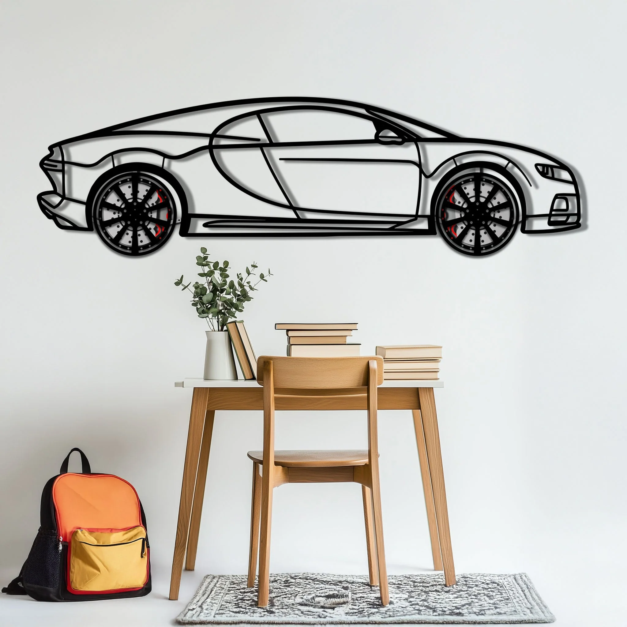 Bugatti Chiron Metal Car Wall Art with Rotating Wheels - Ultimate Hypercar Silhouette Decor - Interactive Automotive Wall Art - KAFMEKA116 - Image 6