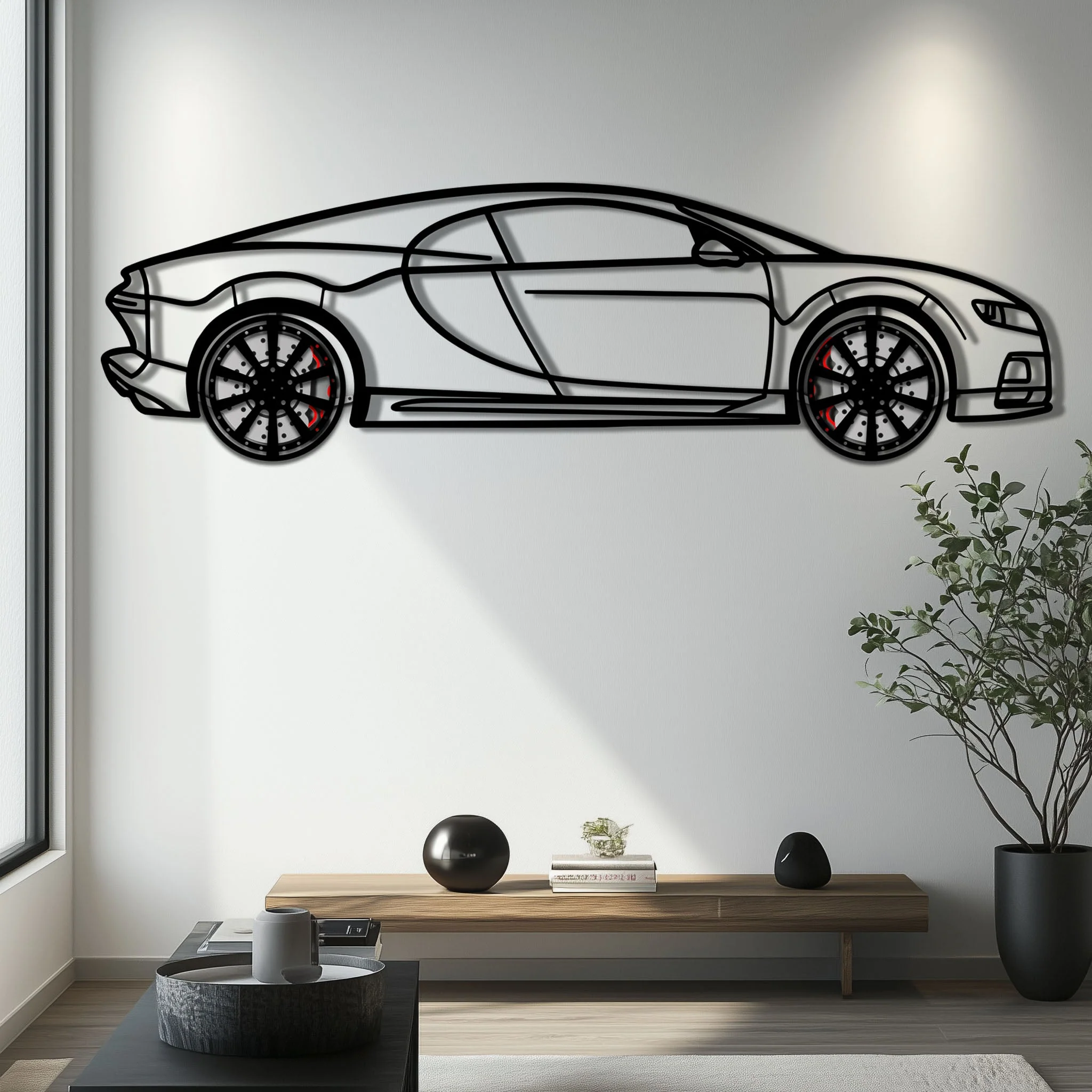 Bugatti Chiron Metal Car Wall Art with Rotating Wheels - Ultimate Hypercar Silhouette Decor - Interactive Automotive Wall Art - KAFMEKA116 - Image 7