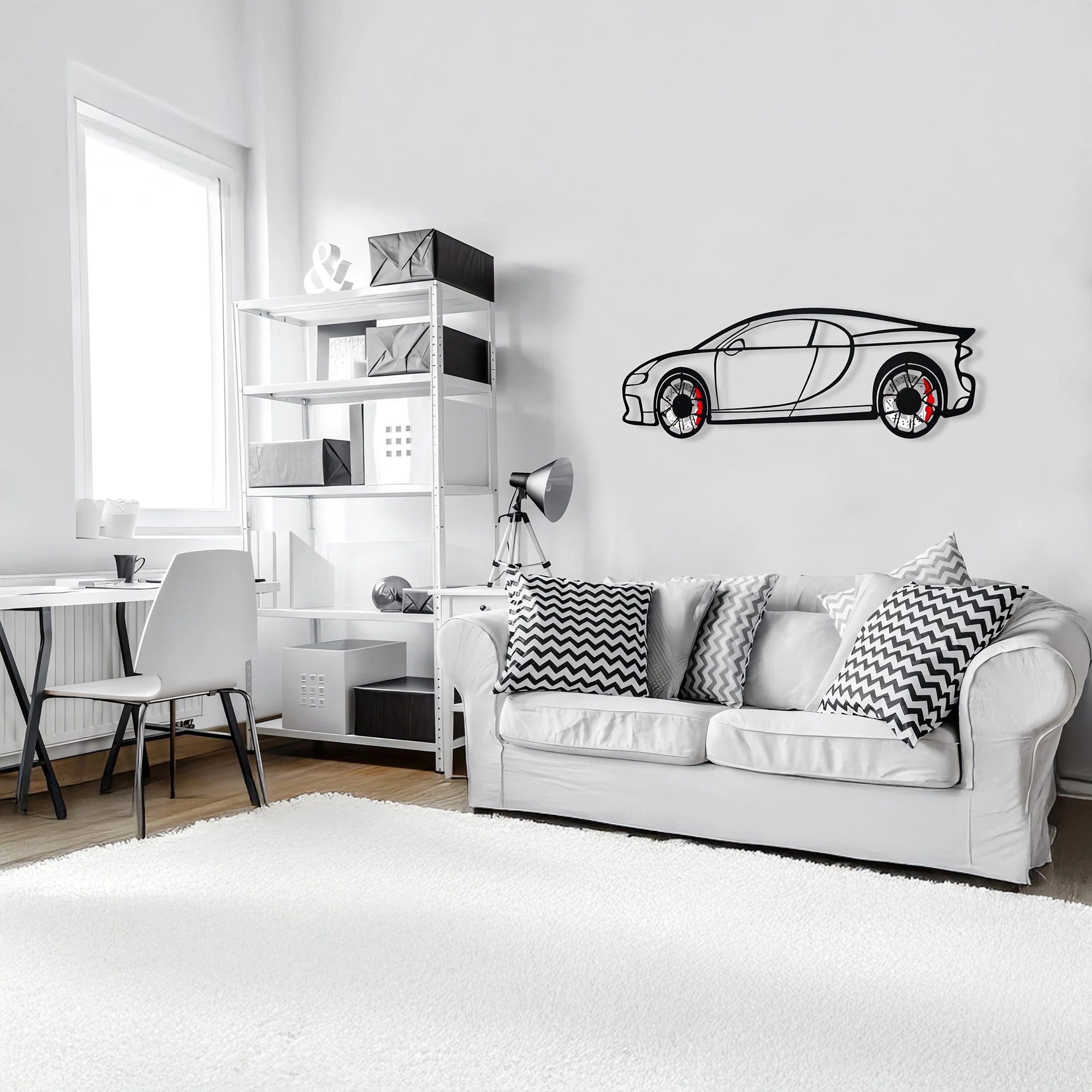 Bugatti Wall Art – Luxury Steel Silhouette with Spinning Wheels-KAFMEKA018 - Image 10