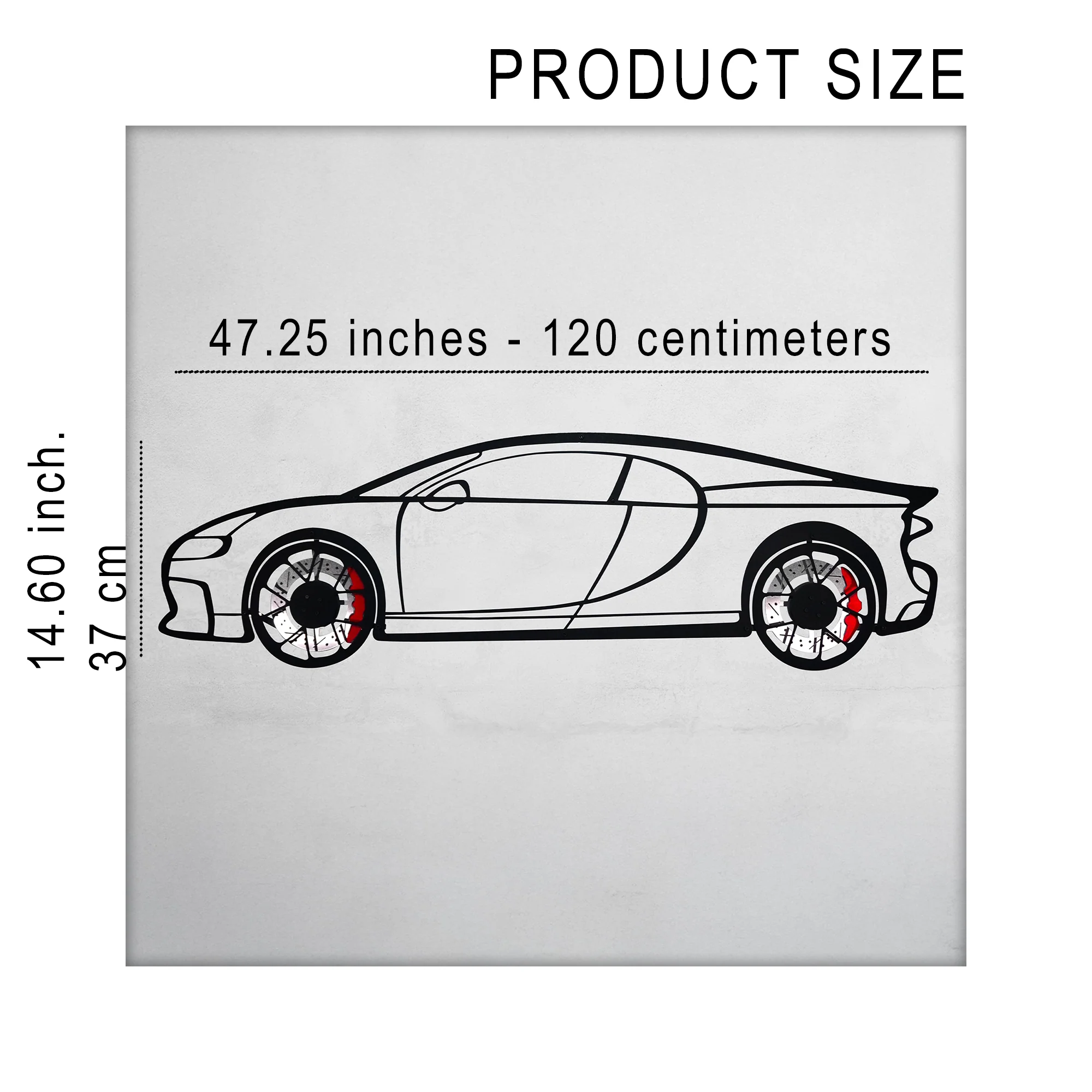 Bugatti Wall Art – Luxury Steel Silhouette with Spinning Wheels-KAFMEKA018 - Image 11
