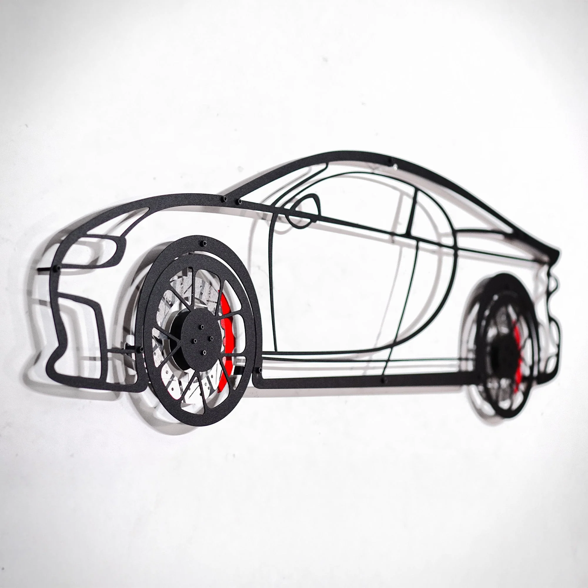 Bugatti Wall Art – Luxury Steel Silhouette with Spinning Wheels-KAFMEKA018 - Image 4