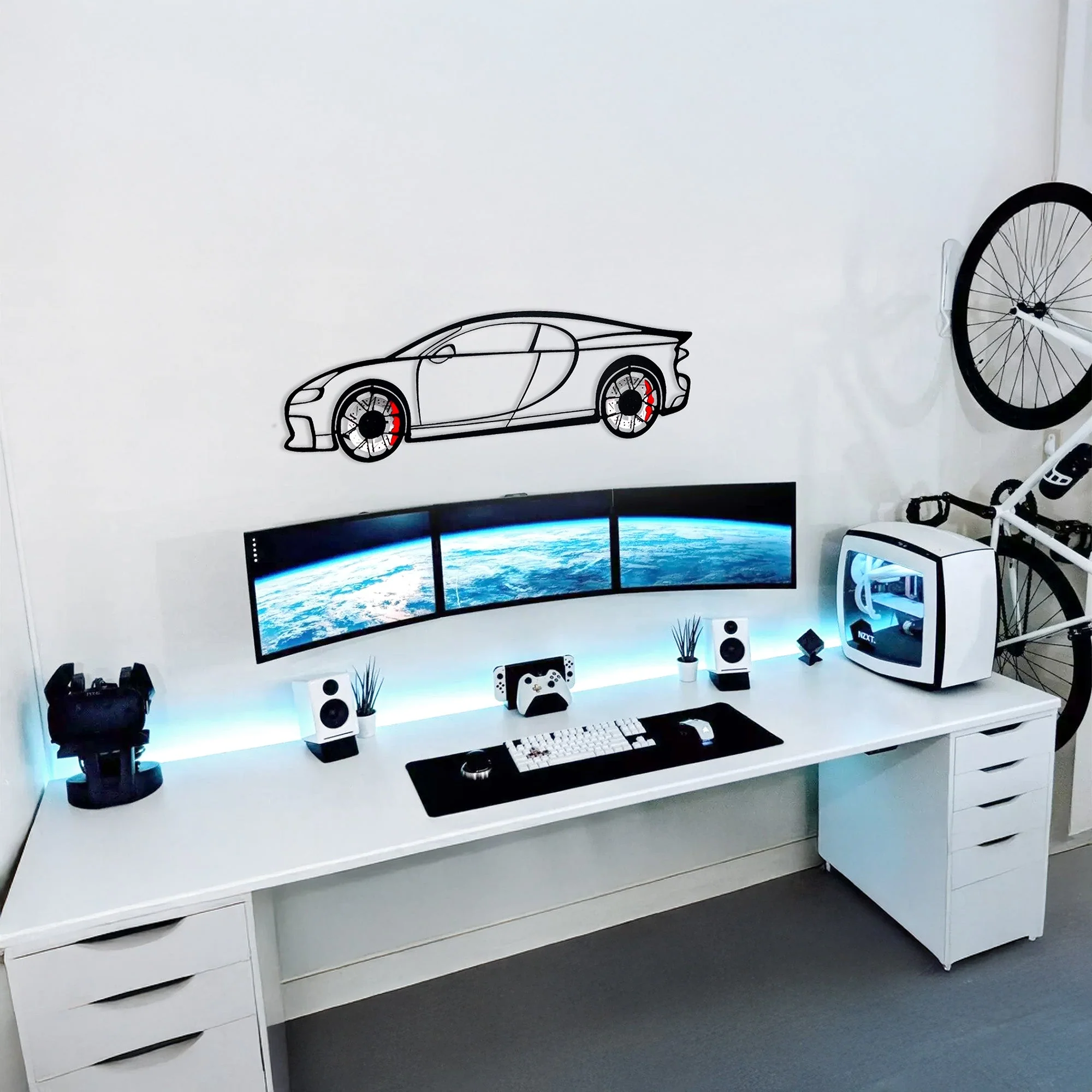 Bugatti Wall Art – Luxury Steel Silhouette with Spinning Wheels-KAFMEKA018 - Image 6