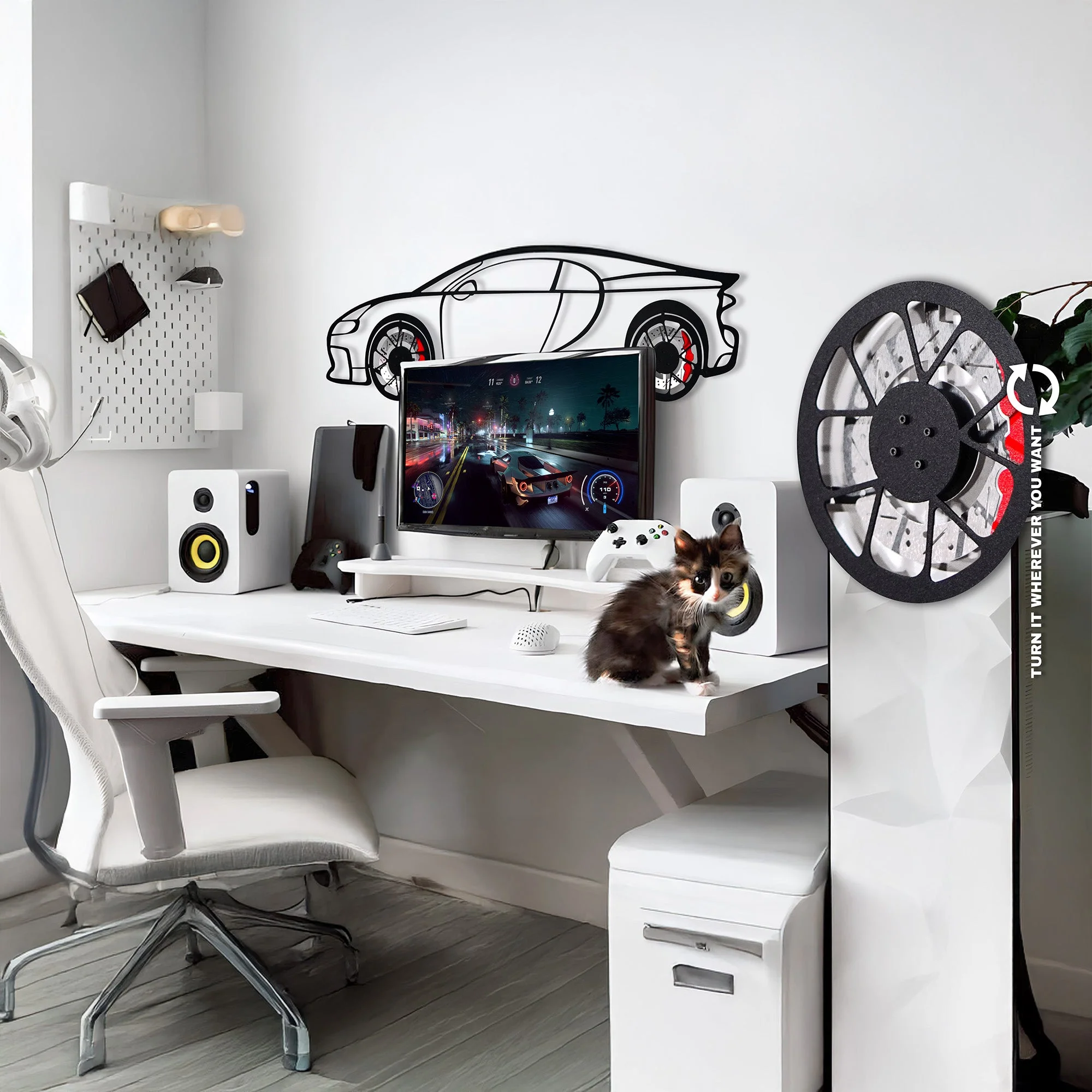 Bugatti Wall Art – Luxury Steel Silhouette with Spinning Wheels-KAFMEKA018 - Image 8