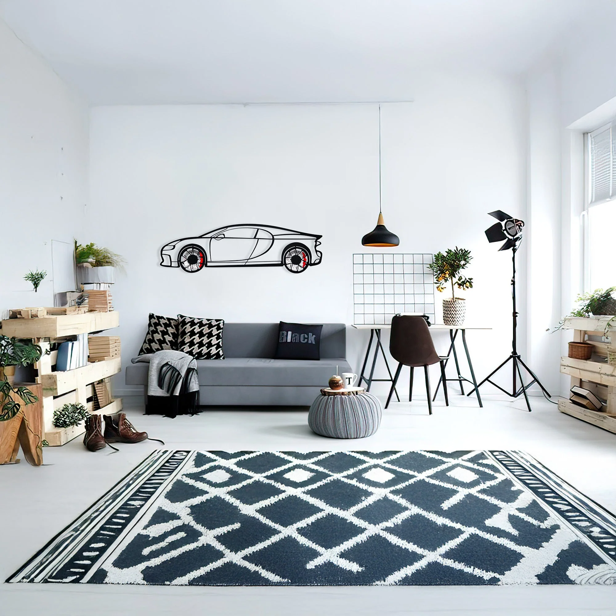 Bugatti Wall Art – Luxury Steel Silhouette with Spinning Wheels-KAFMEKA018 - Image 9