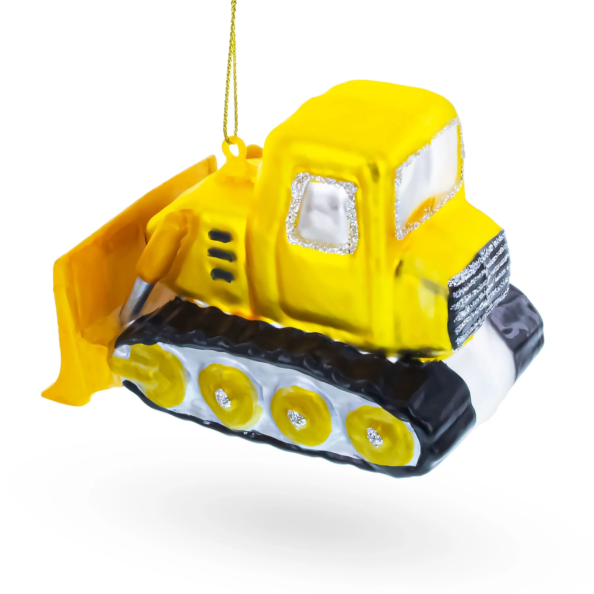 Bulldozer with Front Blade Glass Christmas Ornament - Image 3
