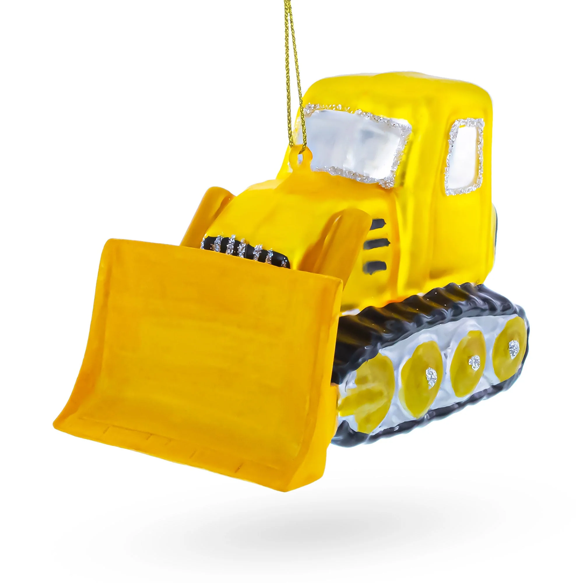 Bulldozer with Front Blade Glass Christmas Ornament - Image 4