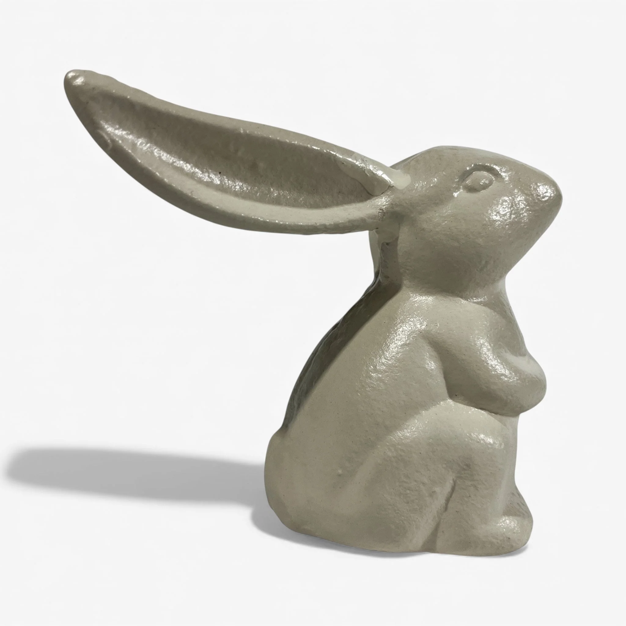 Bunny Statue Cast Iron Cream Garden or Indoor Decor - Image 2