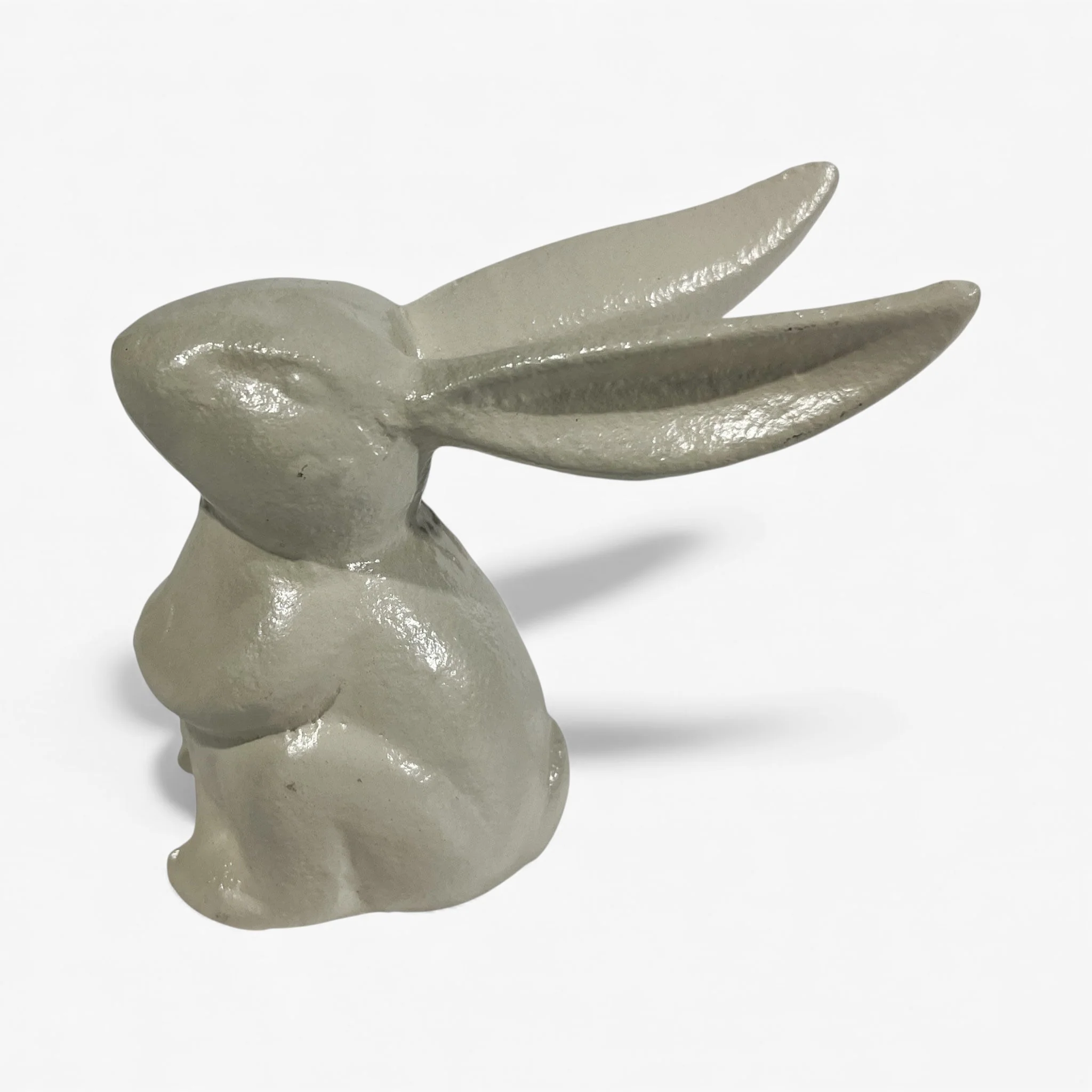 Bunny Statue Cast Iron Cream Garden or Indoor Decor - Image 7