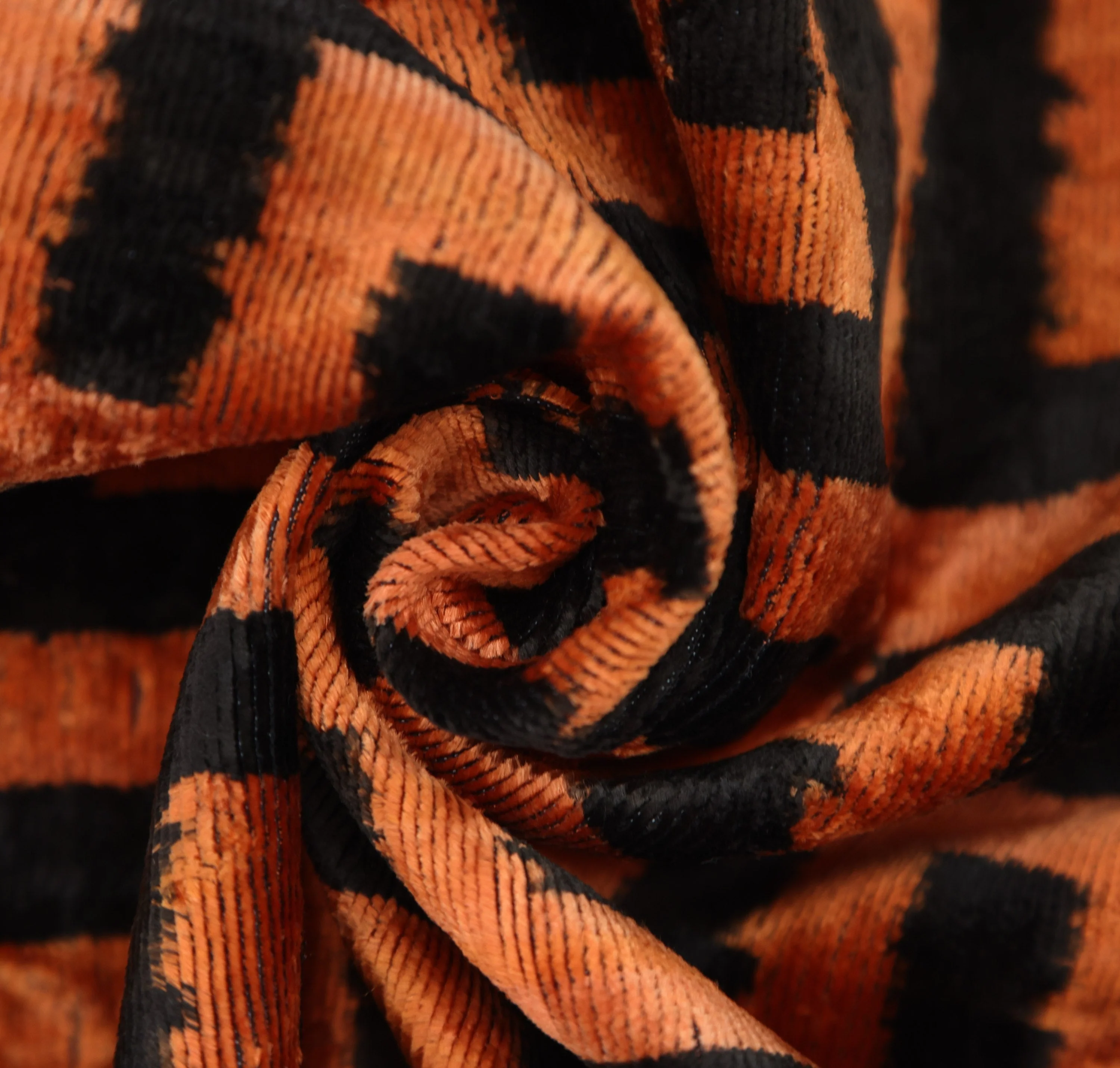 Burnt Orange Black Geometric Silk Velvet Pillow – 20x20 Handmade Luxury Cushion - Image 2