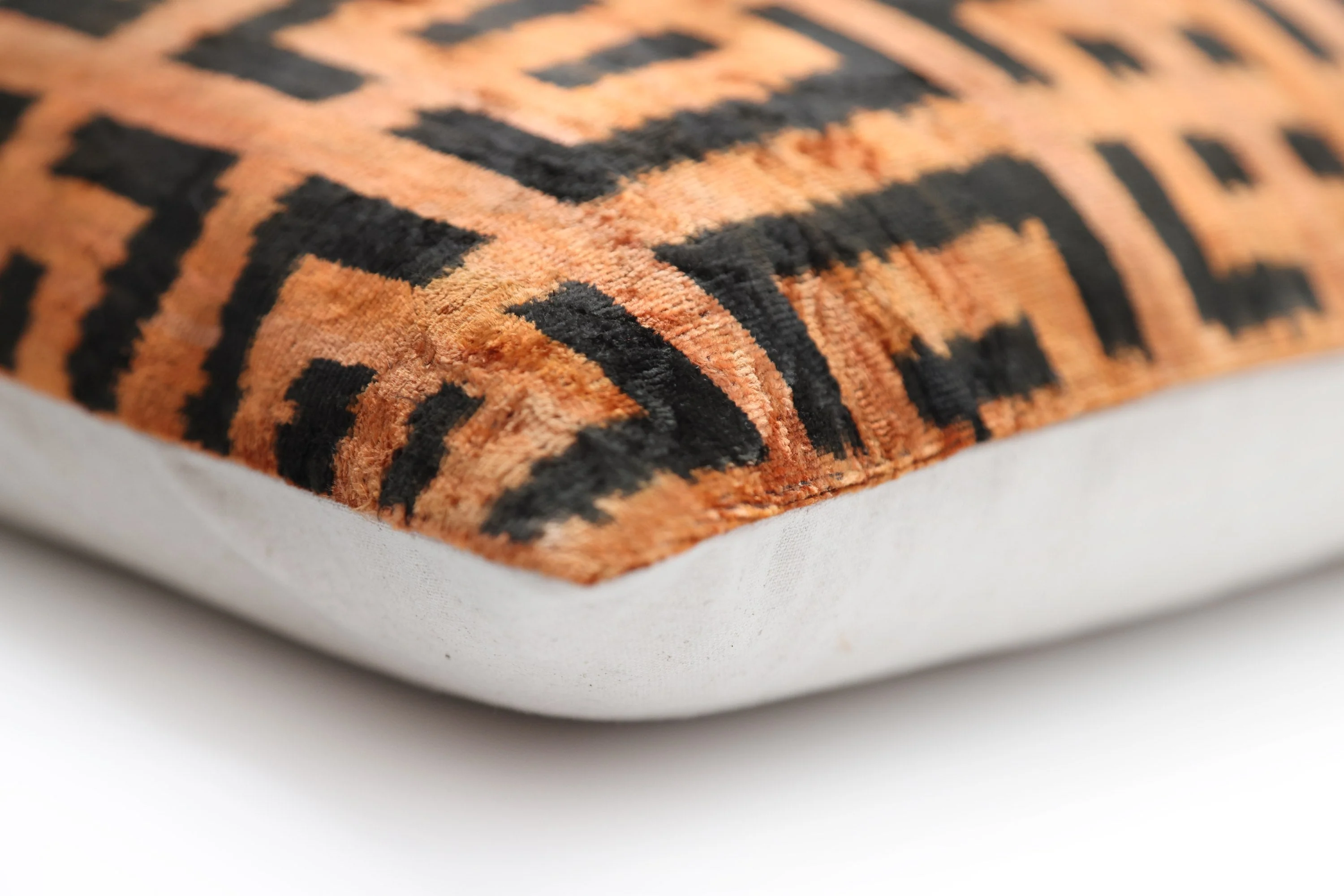 Burnt Orange Black Geometric Silk Velvet Pillow – 20x20 Handmade Luxury Cushion - Image 8