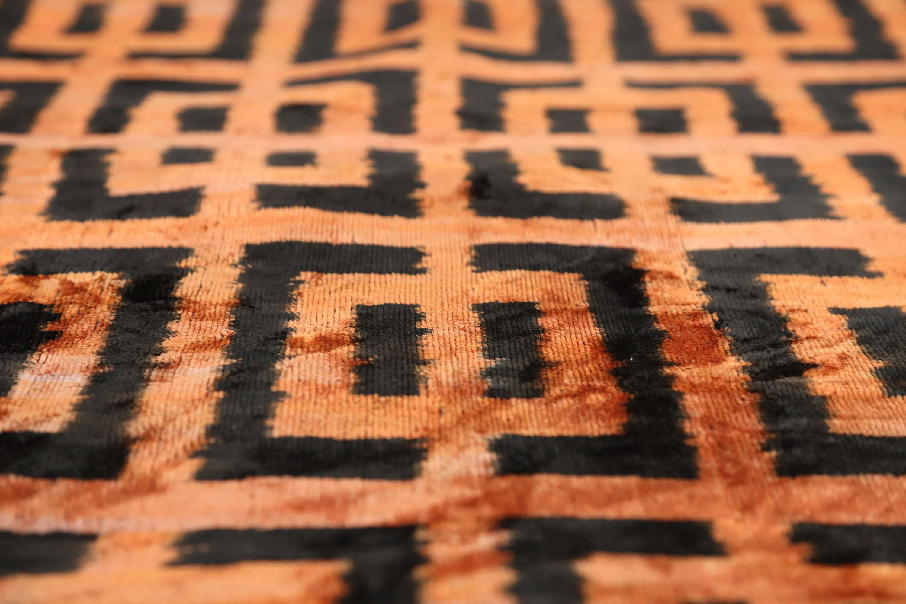 Burnt Orange Geometric Silk Velvet Pillow – 16x16 Handmade Luxury Cushion - Image 3
