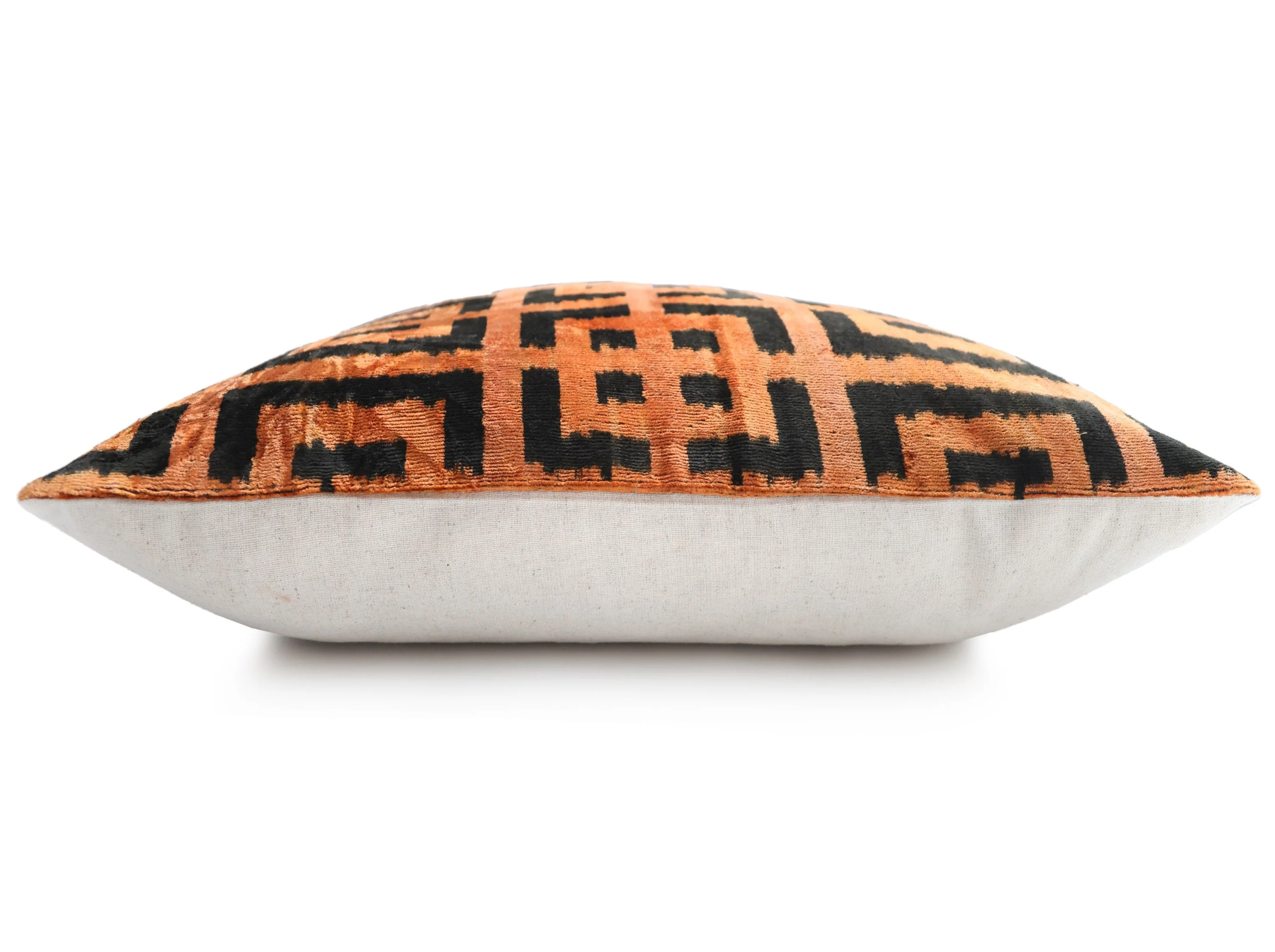 Burnt Orange Geometric Silk Velvet Pillow – 16x16 Handmade Luxury Cushion - Image 4