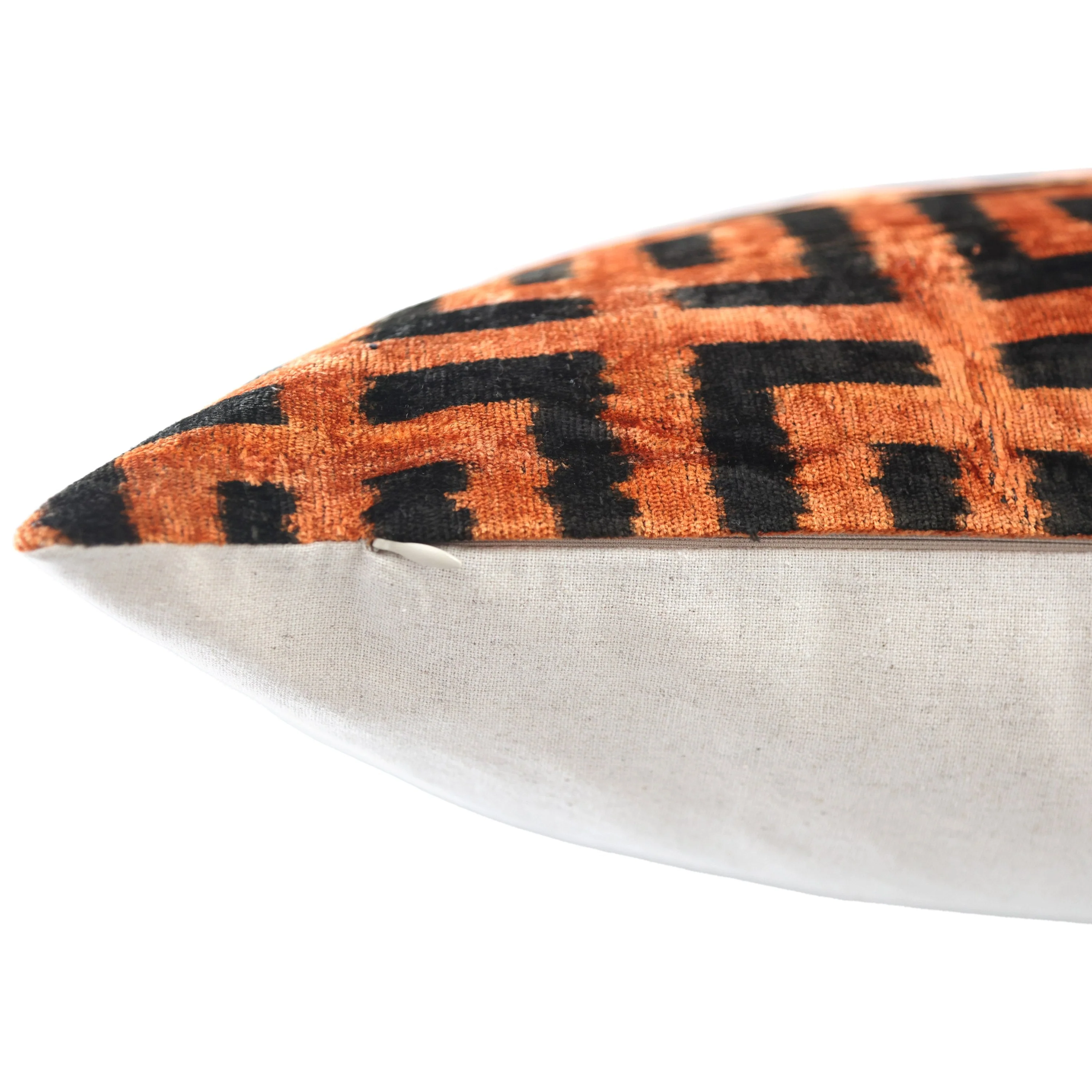 Burnt Orange Geometric Silk Velvet Pillow – 16x16 Handmade Luxury Cushion - Image 6