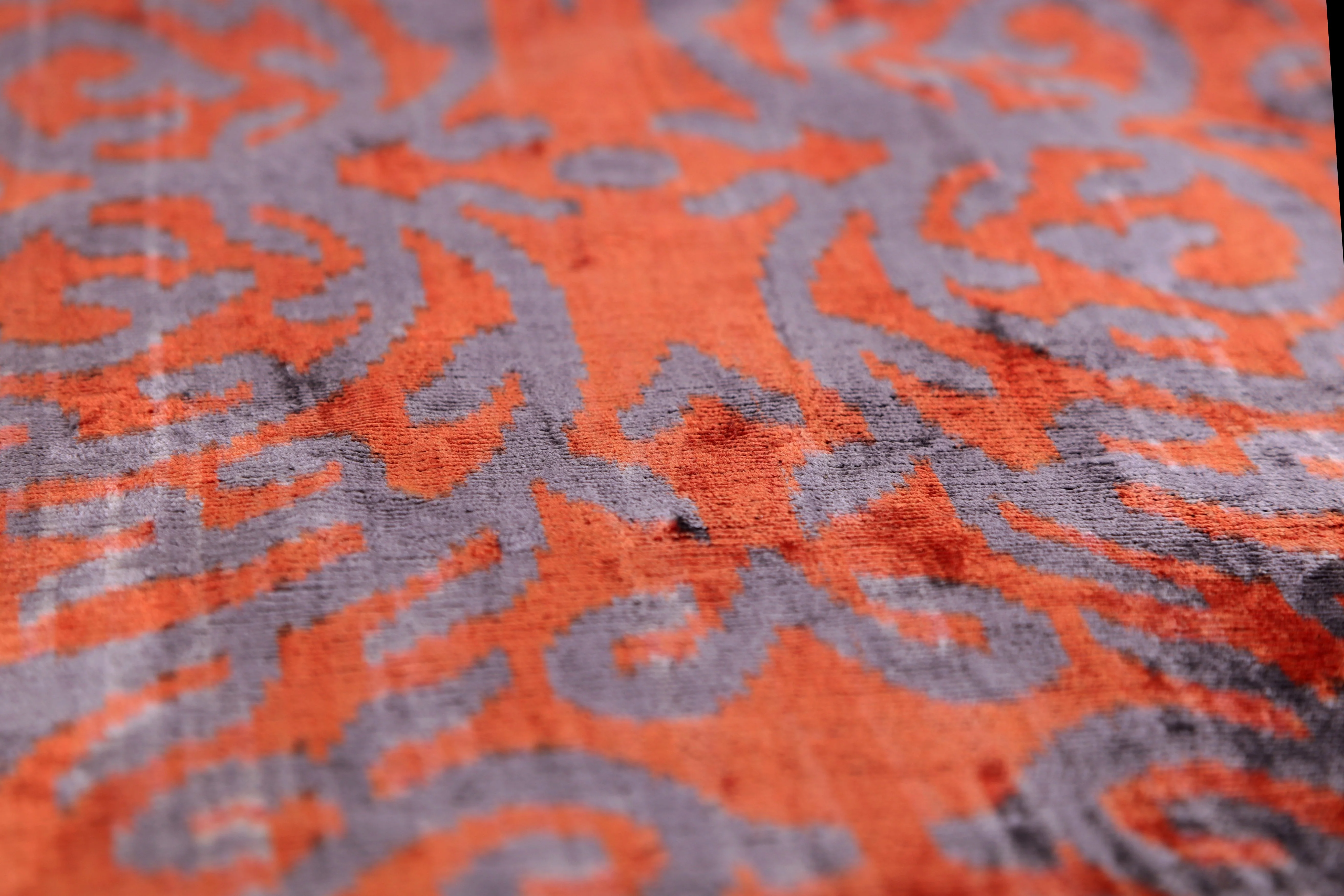 Burnt Orange & Lavender Damask Velvet Pillow – Handmade 16x24 - Image 4