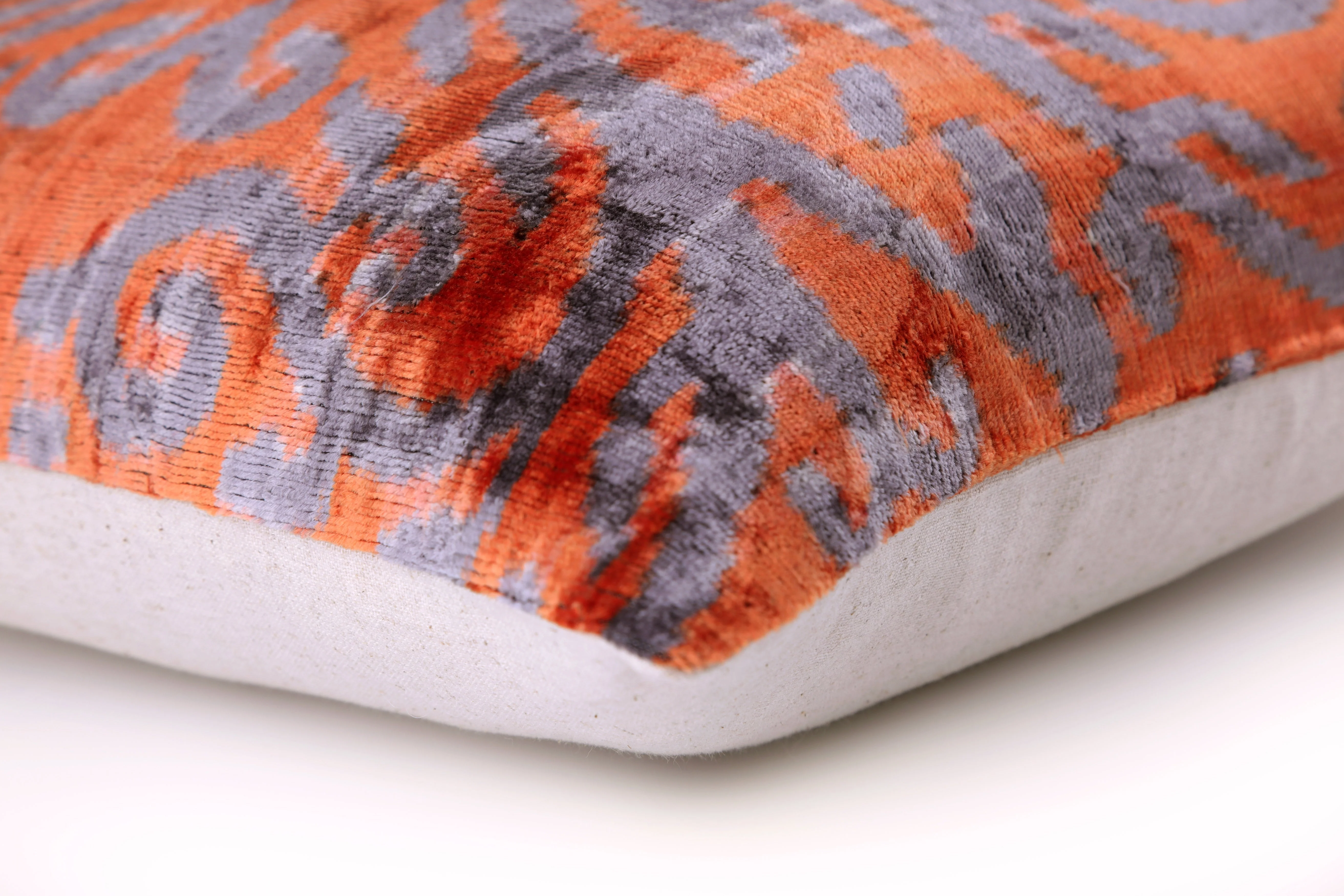 Burnt Orange & Lavender Damask Velvet Pillow – Handmade 16x24 - Image 8