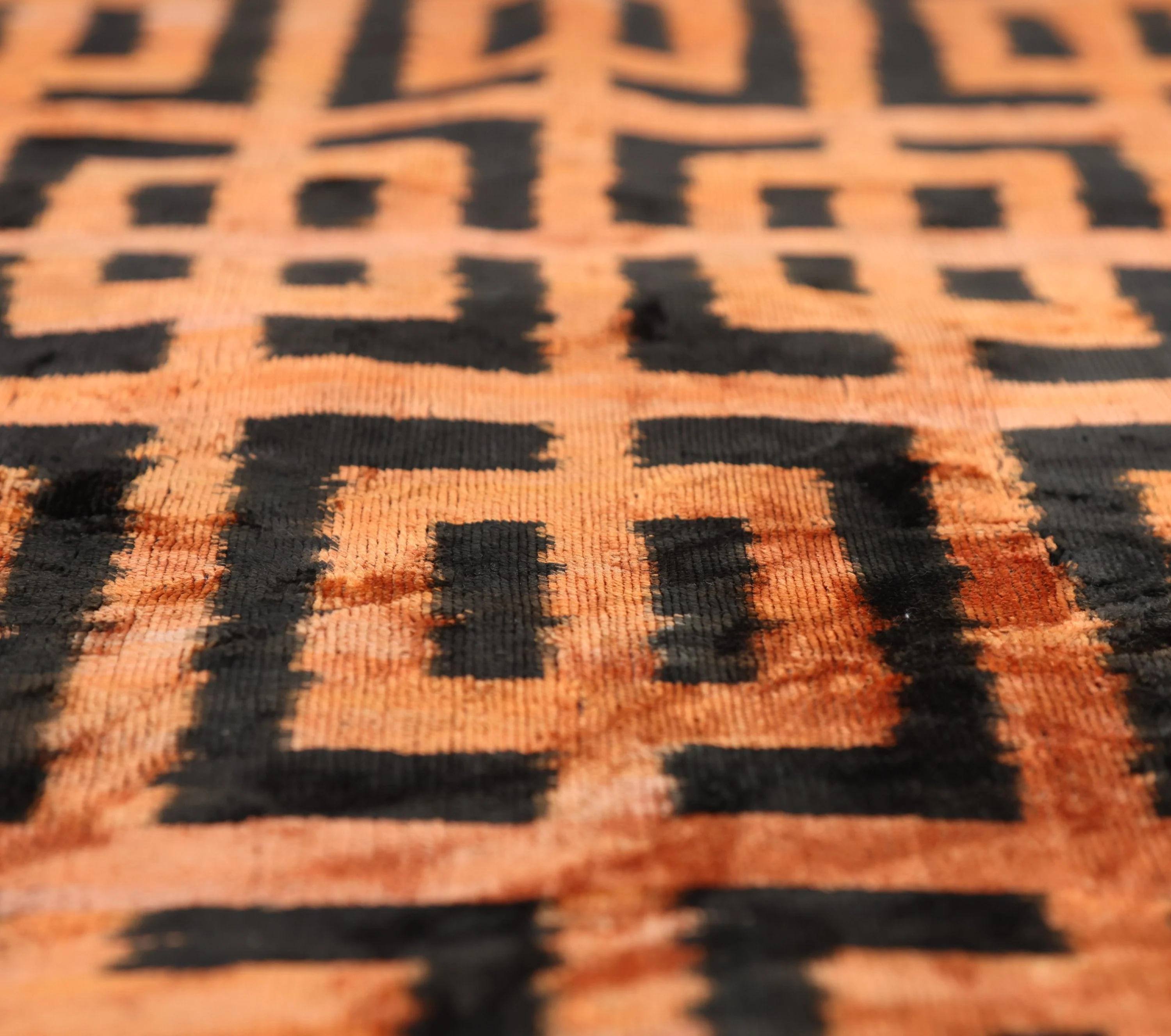 Burnt Orange Silk Velvet Geometric Lumbar Pillow 16x24 - Image 3