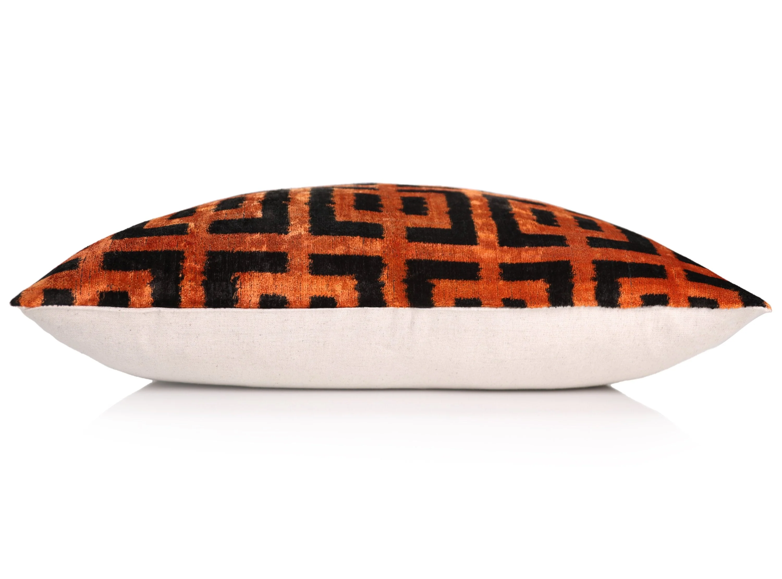 Burnt Orange Silk Velvet Geometric Lumbar Pillow 16x24 - Image 4