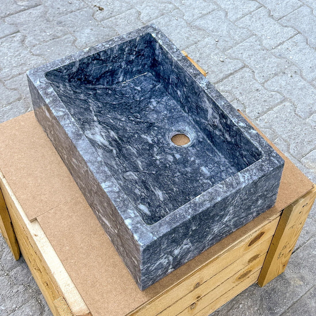 Bursa Gray Marble Rectangular Stone Above Vanity Bathroom Sink Polished (W)12" (L)18" (H)6" - In Stock - Image 3