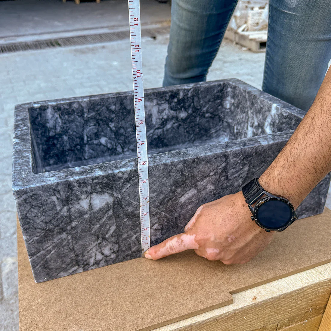 Bursa Gray Marble Rectangular Stone Above Vanity Bathroom Sink Polished (W)12" (L)18" (H)6" - In Stock - Image 6
