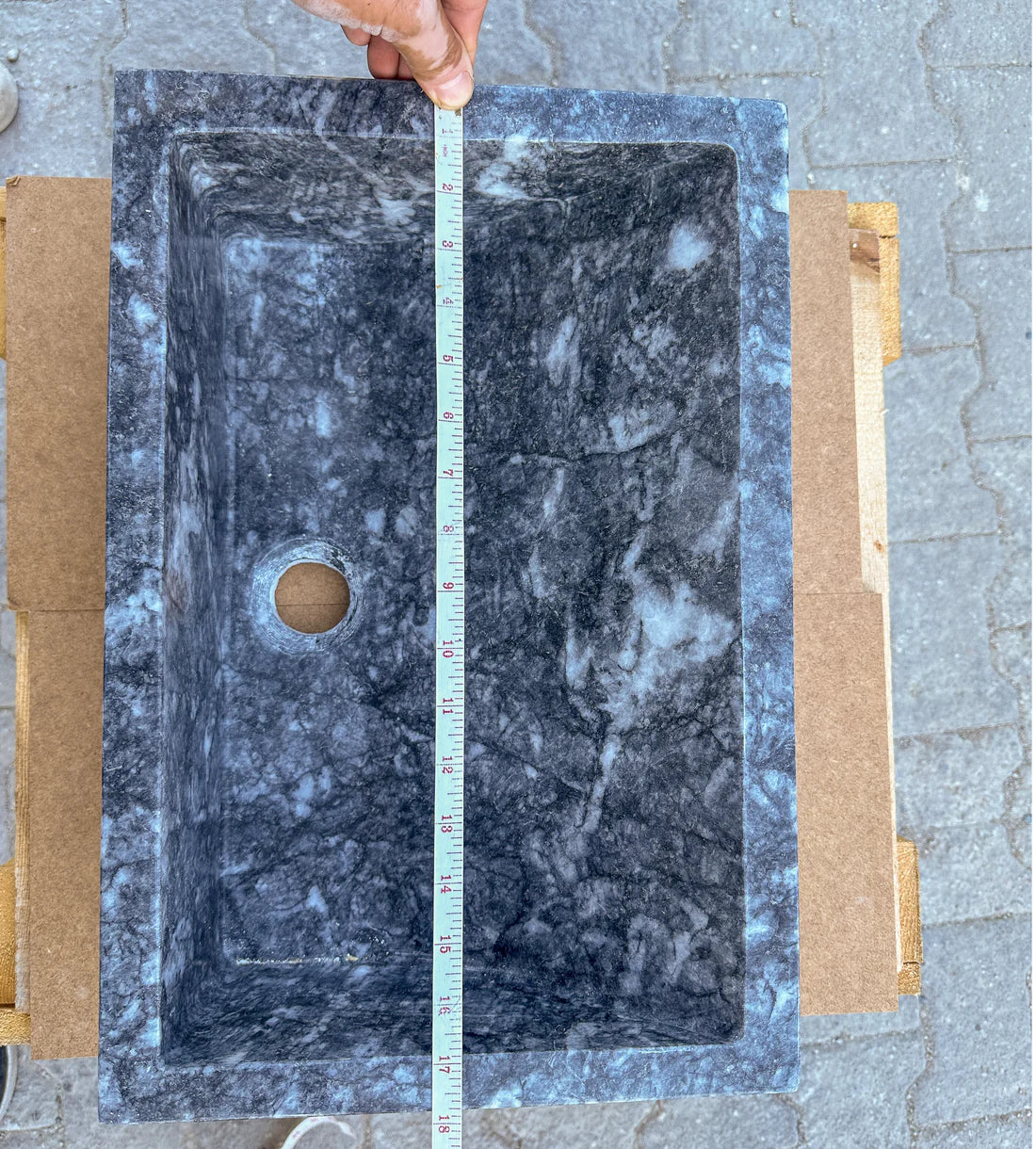 Bursa Gray Marble Rectangular Stone Above Vanity Bathroom Sink Polished (W)12" (L)18" (H)6" - In Stock - Image 7