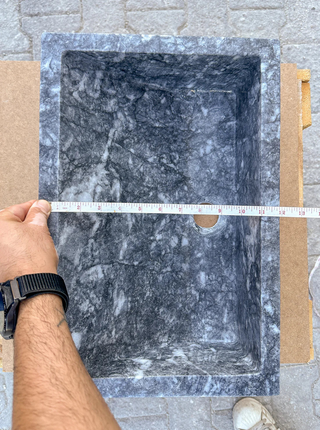 Bursa Gray Marble Rectangular Stone Above Vanity Bathroom Sink Polished (W)12" (L)18" (H)6" - In Stock - Image 9