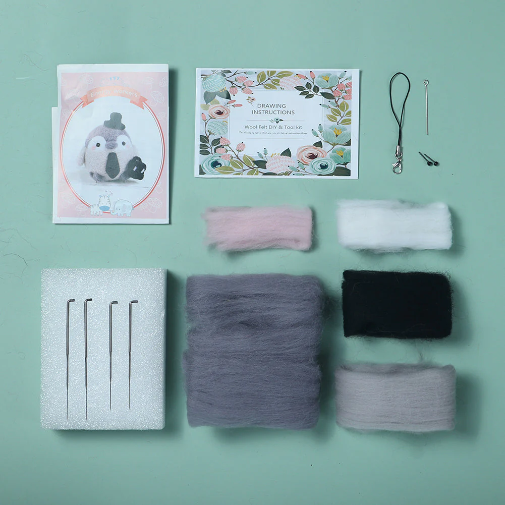 Business Penguin Needle Felting Kit. Wizardi DIY Wool Craft Kit F07N8-W111 - Image 3