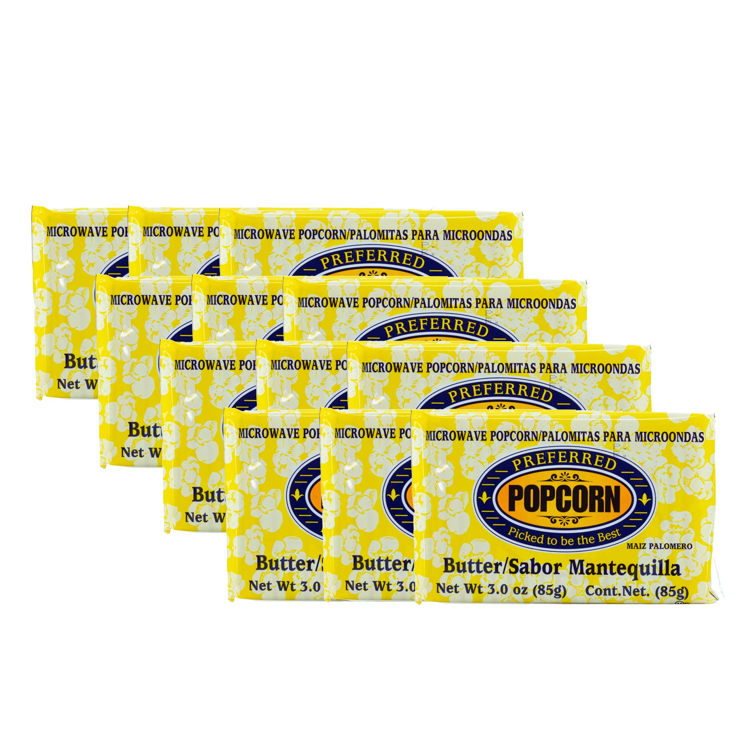 Butter Flavored Microwave Popcorn | Pack of 12 | 3 oz | Preferred Popcorn