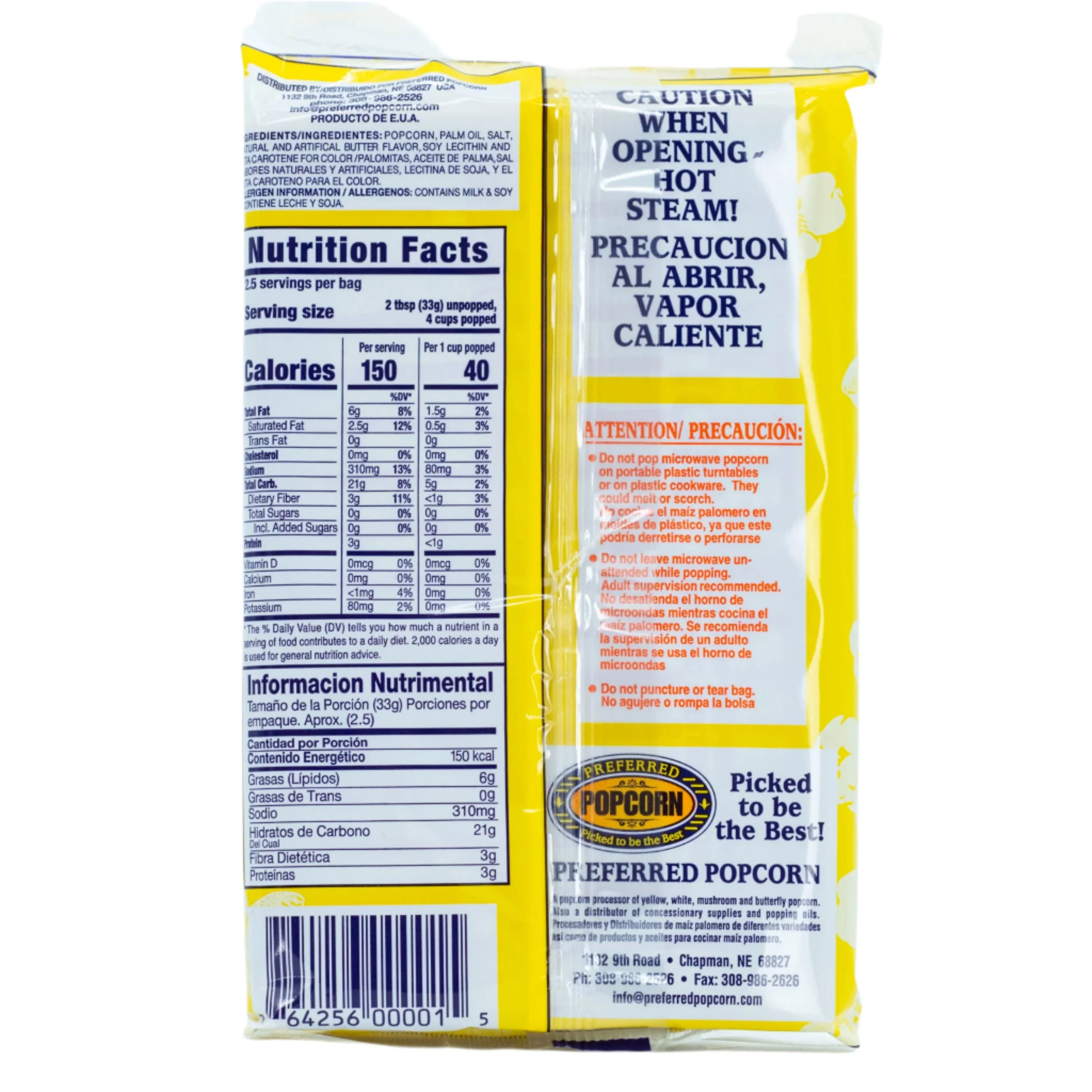 Butter Flavored Microwave Popcorn | Pack of 6 | 3 oz | Preferred Popcorn - Image 3