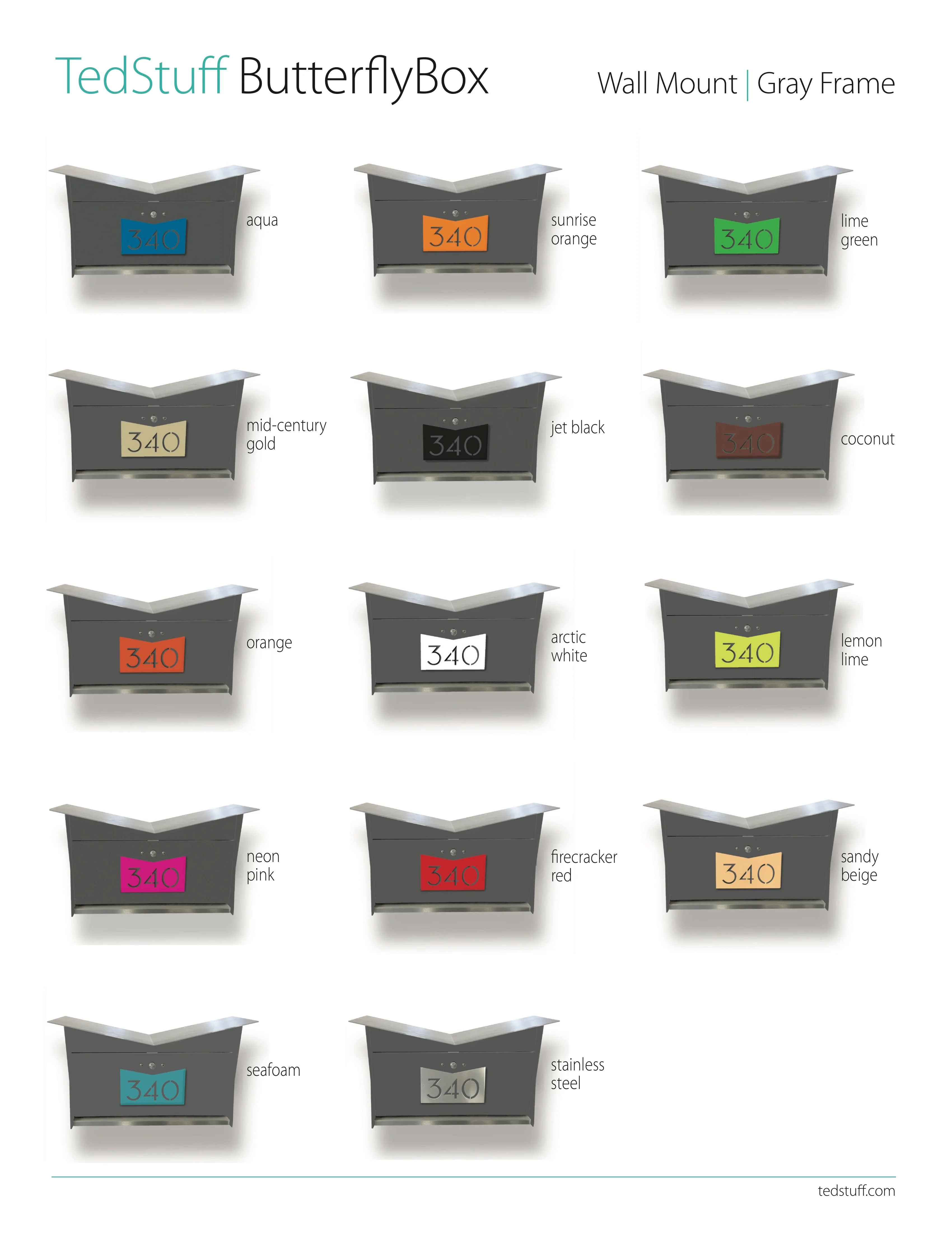 ButterFly Box in DESIGNER GRAY - Wall Mount Mailbox - Image 4
