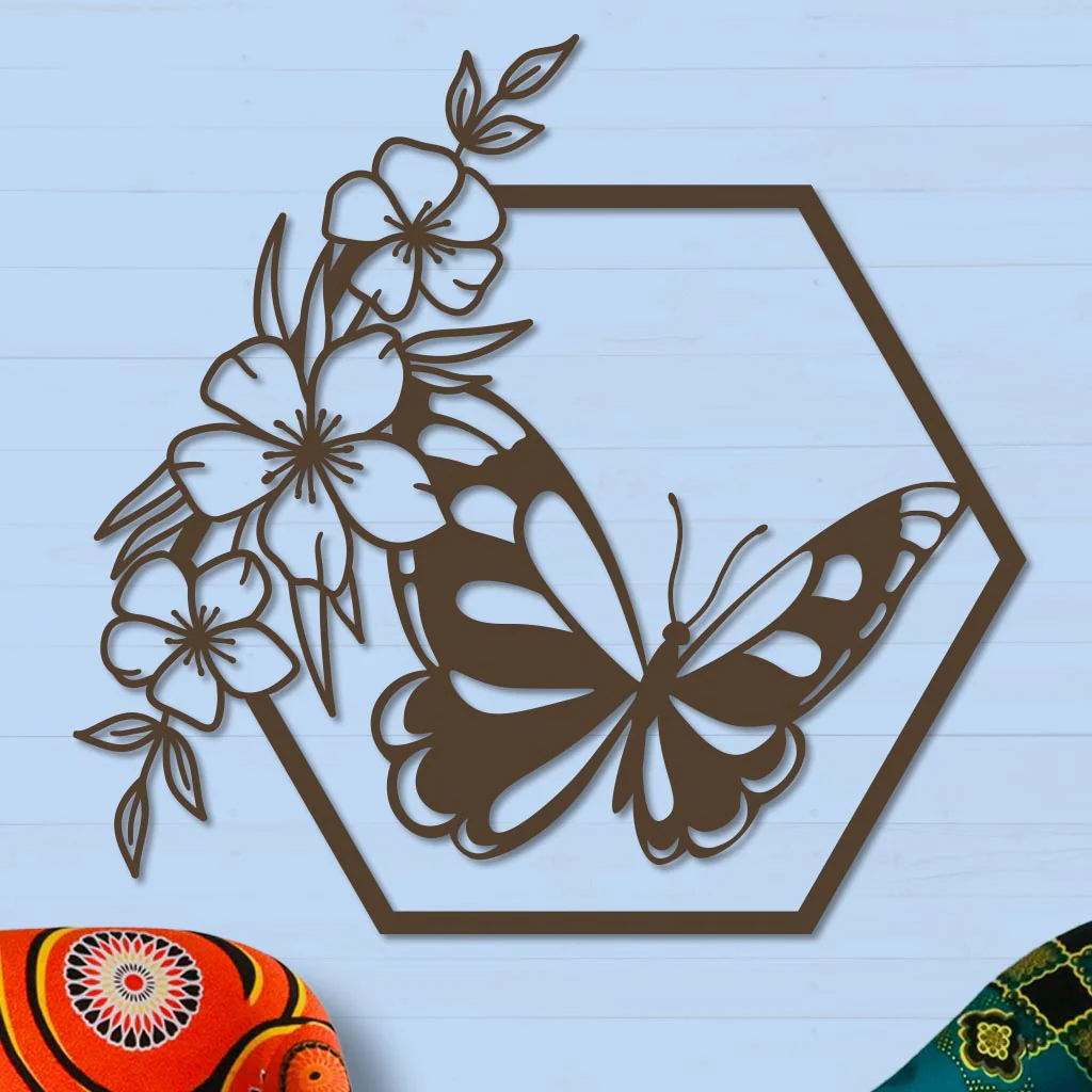 Butterfly in Hexagon with Buttercups Sign - Image 4
