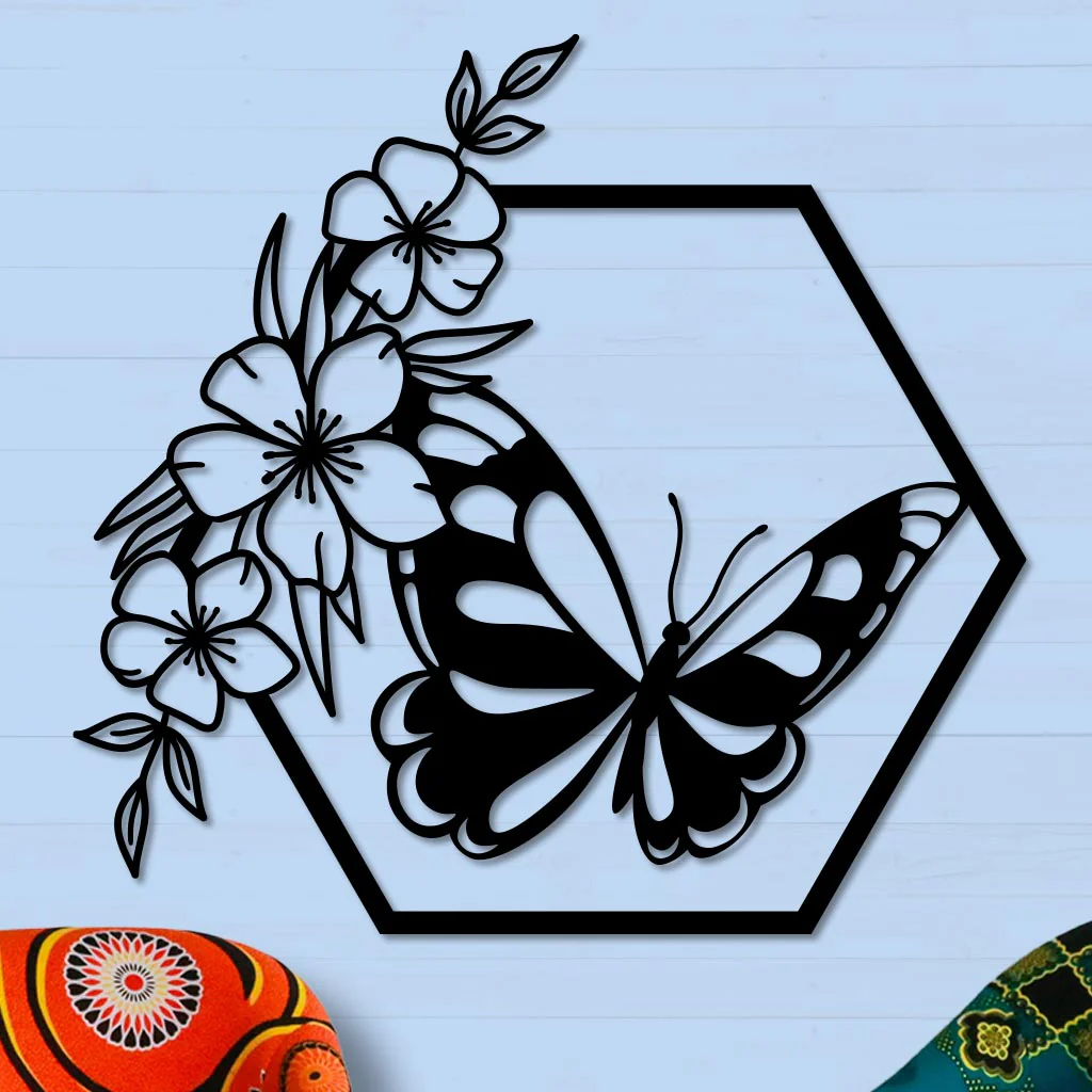 Butterfly in Hexagon with Buttercups Sign - Image 6