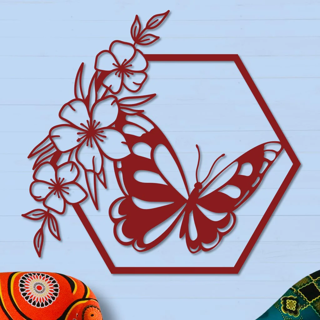 Butterfly in Hexagon with Buttercups Sign - Image 9