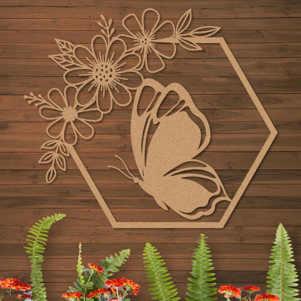 Butterfly in Hexagon with Daisies Sign - Image 4