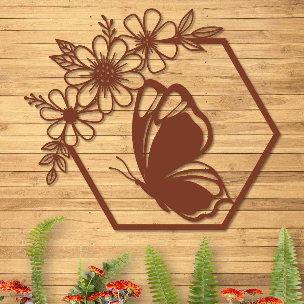 Butterfly in Hexagon with Daisies Sign - Image 5