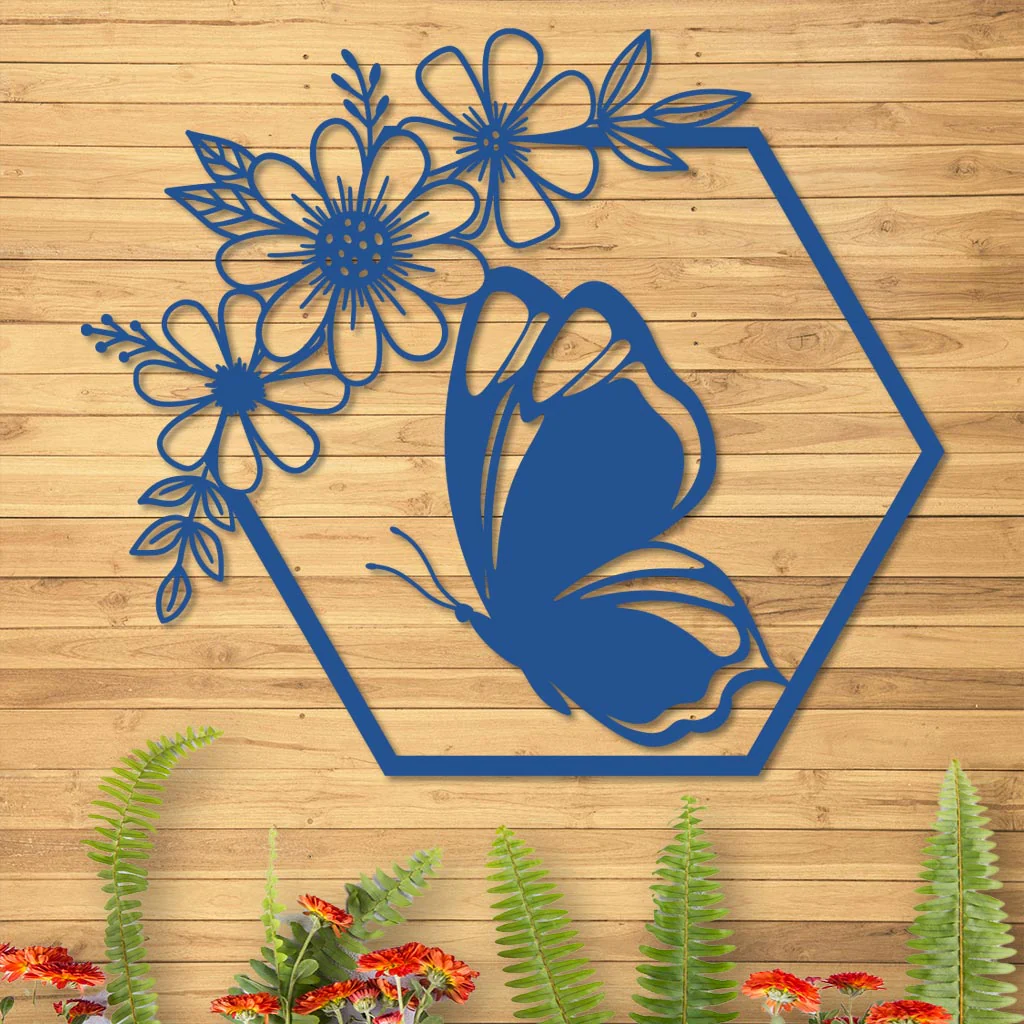 Butterfly in Hexagon with Daisies Sign - Image 8