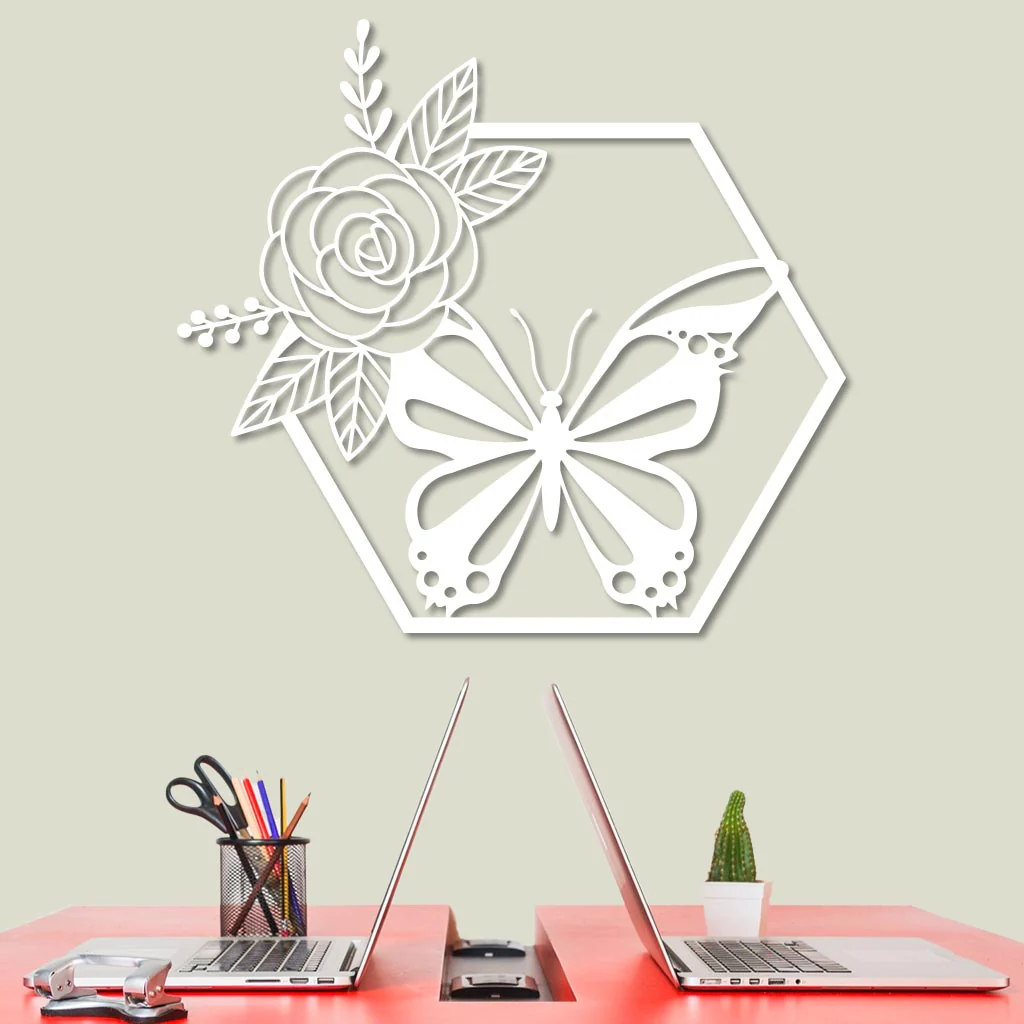 Butterfly in Hexagon with Rose Sign - Image 2