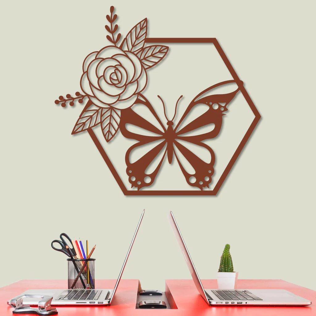 Butterfly in Hexagon with Rose Sign - Image 4
