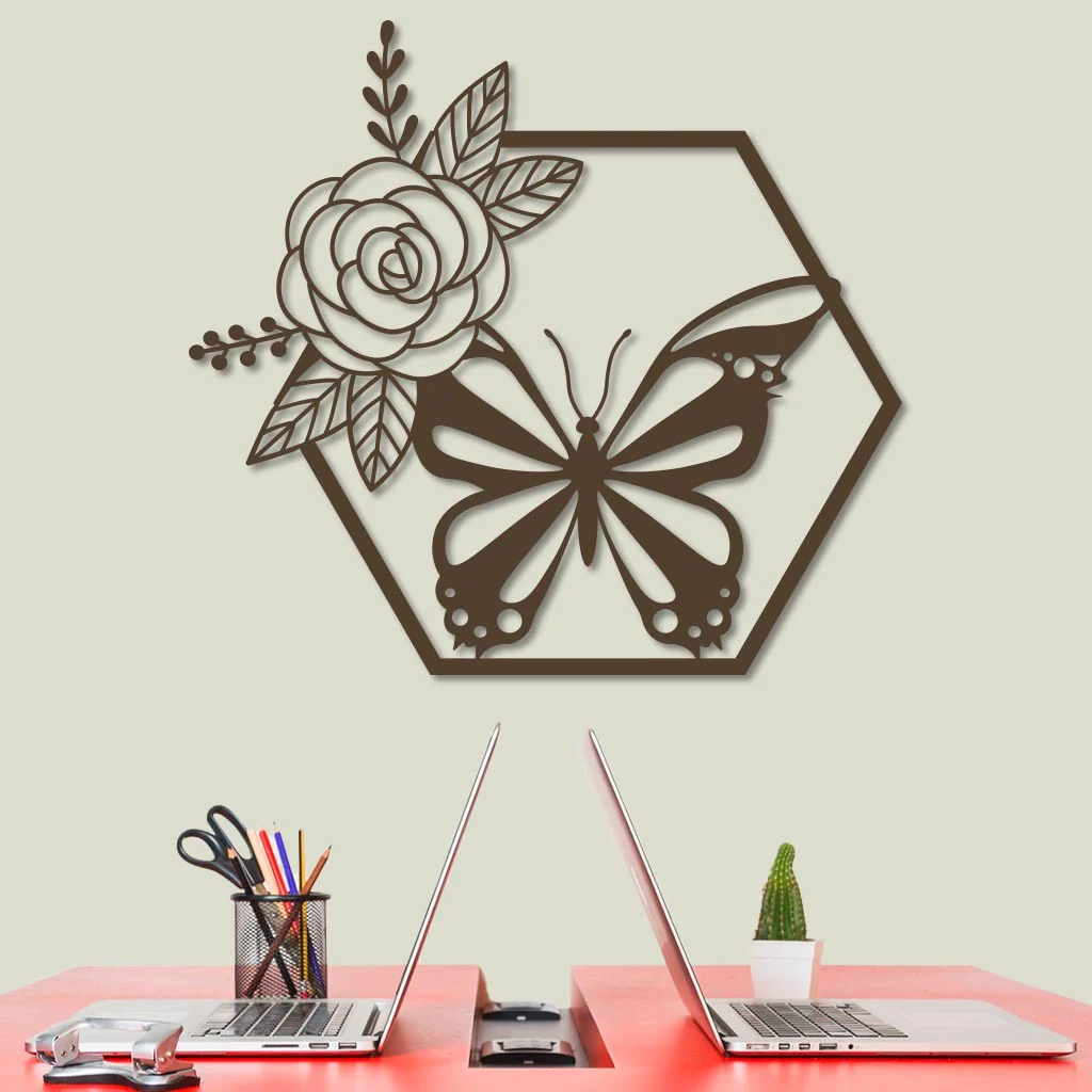 Butterfly in Hexagon with Rose Sign - Image 5