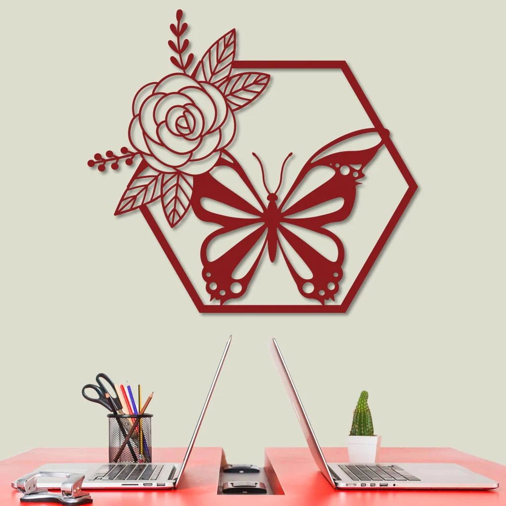 Butterfly in Hexagon with Rose Sign - Image 8