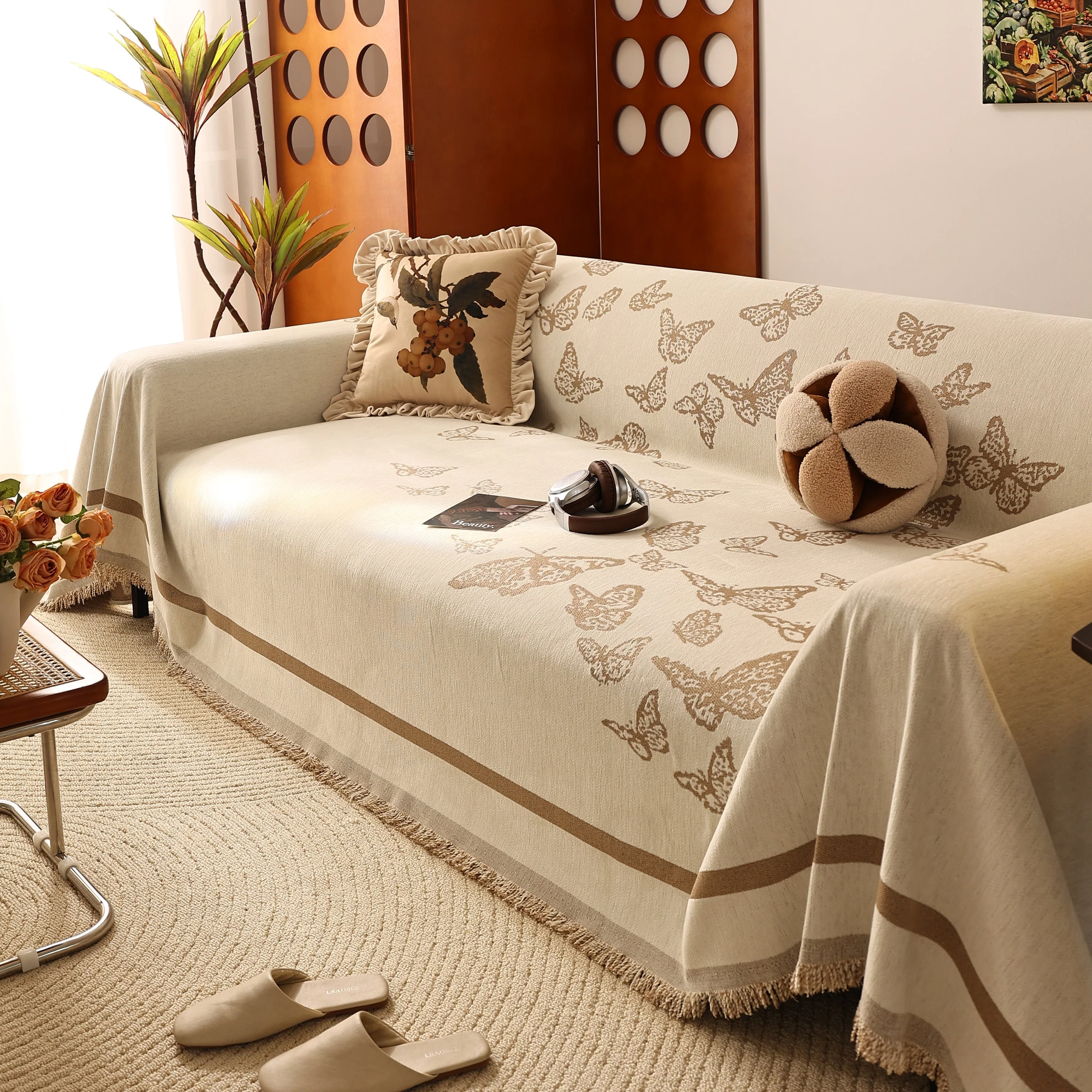 Butterfly Jacquard Soft Couch Blankets Cover for Couch Reversible Modern Sofa Slipcover Throw Covers - Image 16