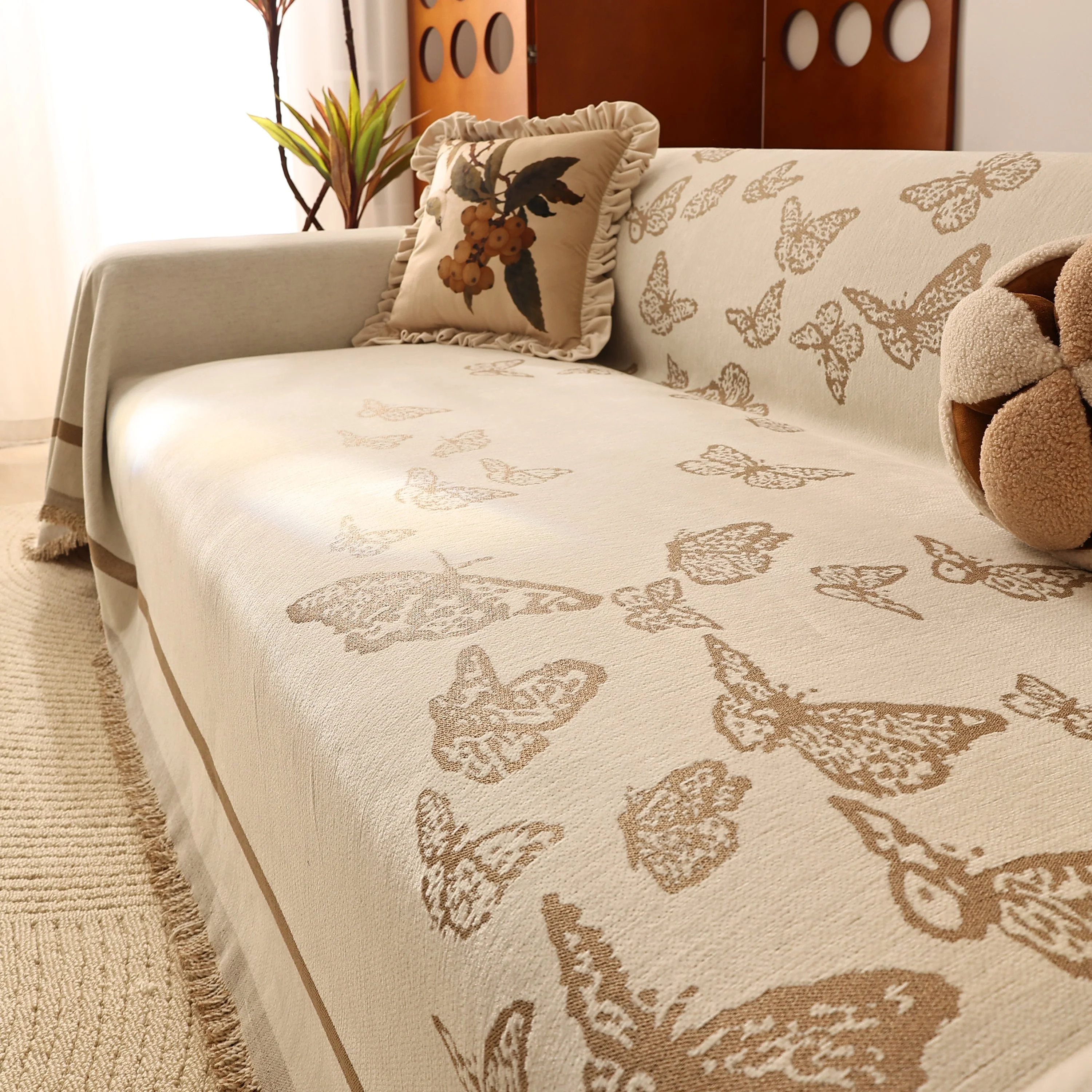 Butterfly Jacquard Soft Couch Blankets Cover for Couch Reversible Modern Sofa Slipcover Throw Covers - Image 28