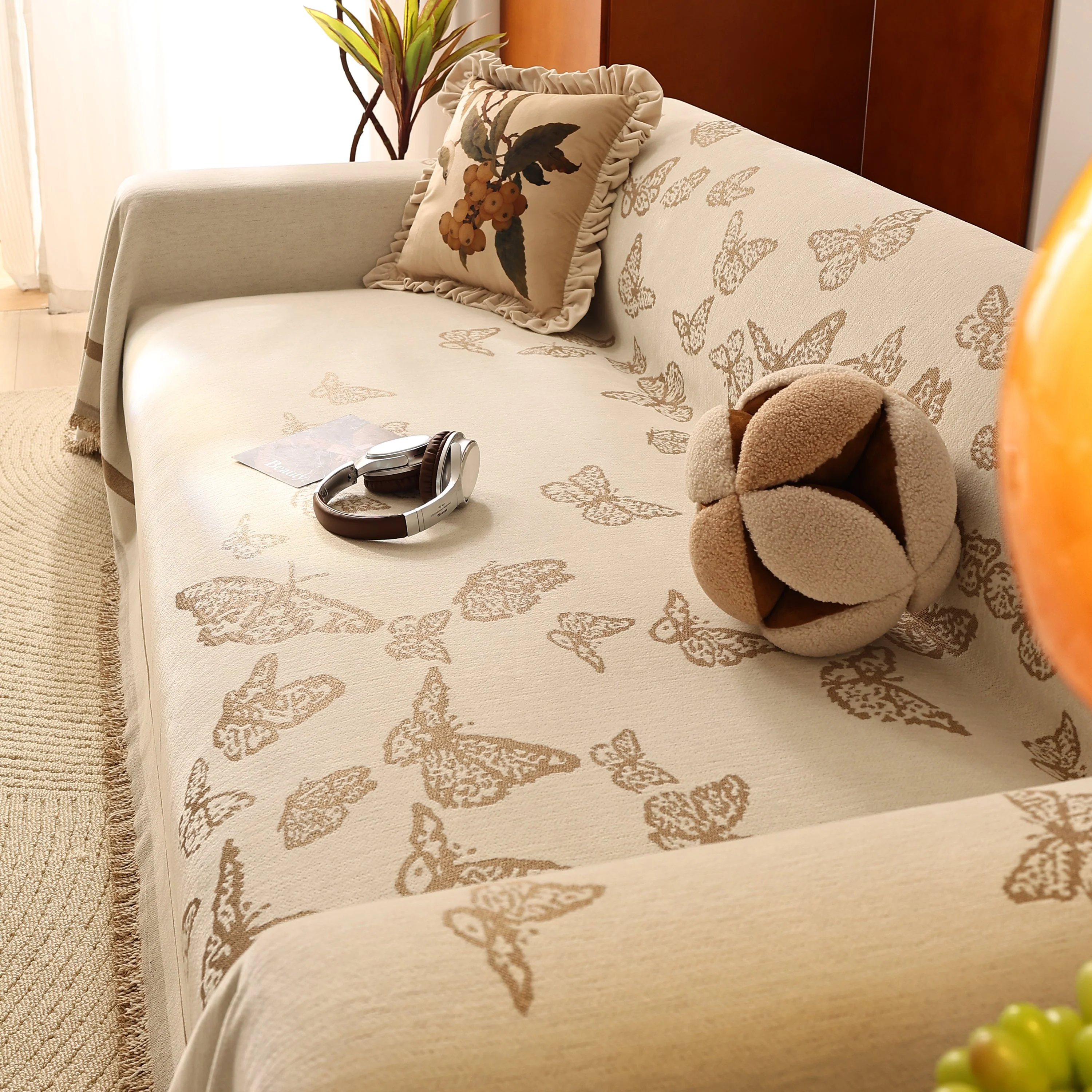 Butterfly Jacquard Soft Couch Blankets Cover for Couch Reversible Modern Sofa Slipcover Throw Covers - Image 43