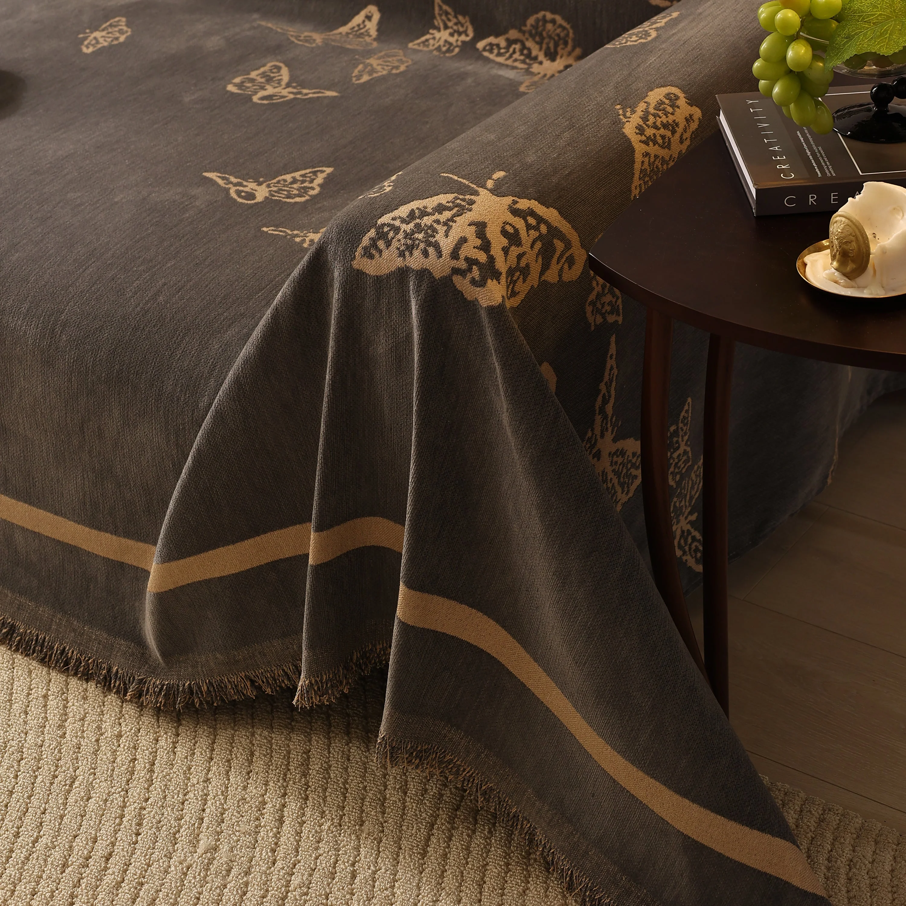 Butterfly Jacquard Soft Couch Blankets Cover for Couch Reversible Modern Sofa Slipcover Throw Covers - Image 60