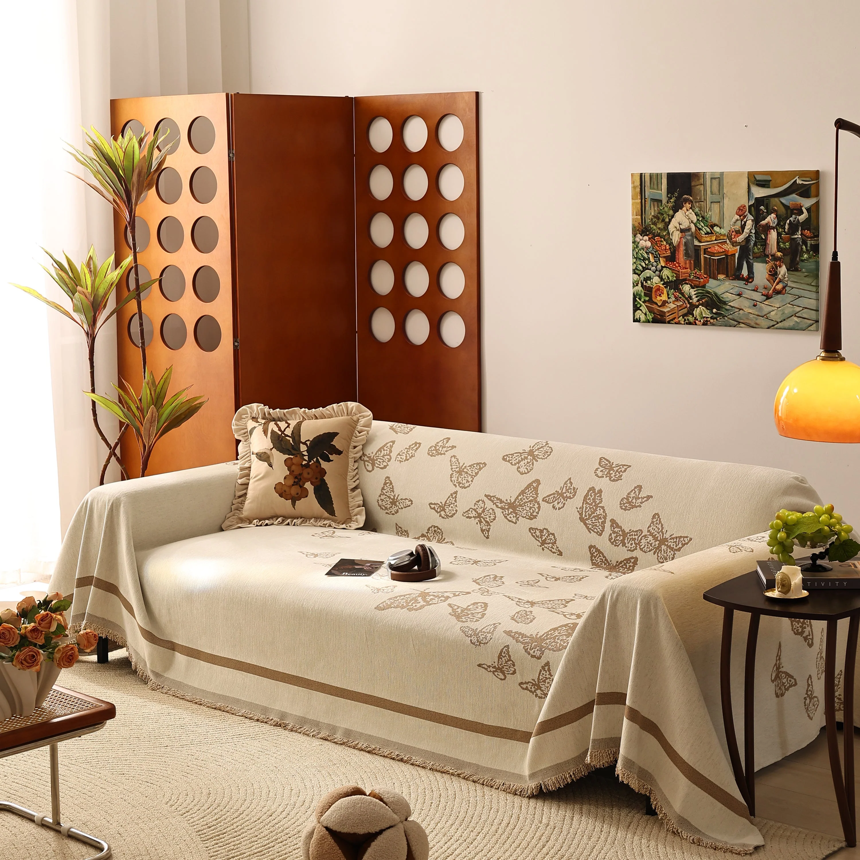 Butterfly Jacquard Soft Couch Blankets Cover for Couch Reversible Modern Sofa Slipcover Throw Covers - Image 8
