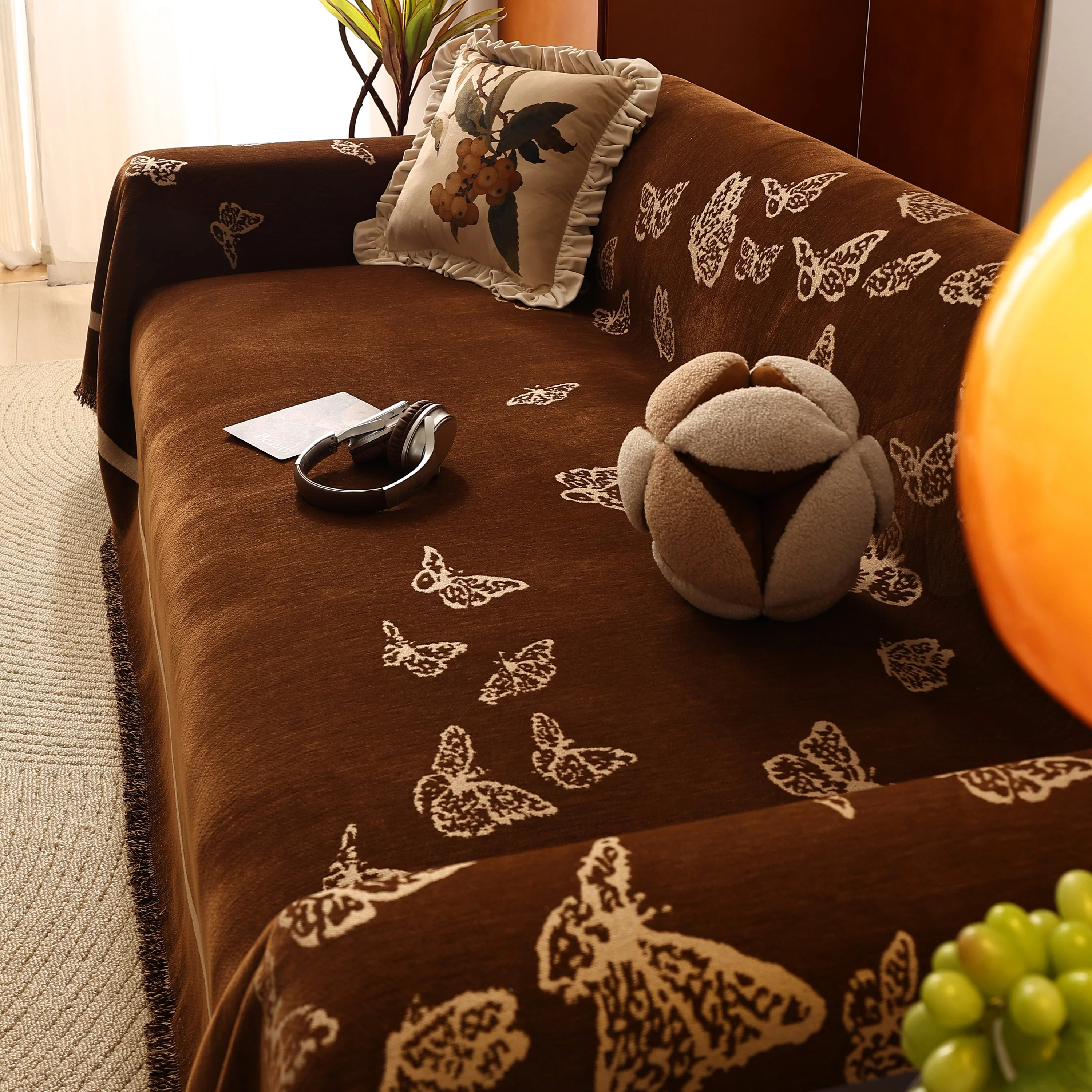 Butterfly Jacquard Soft Couch Blankets Cover for Couch Reversible Modern Sofa Slipcover Throw Covers - Image 96