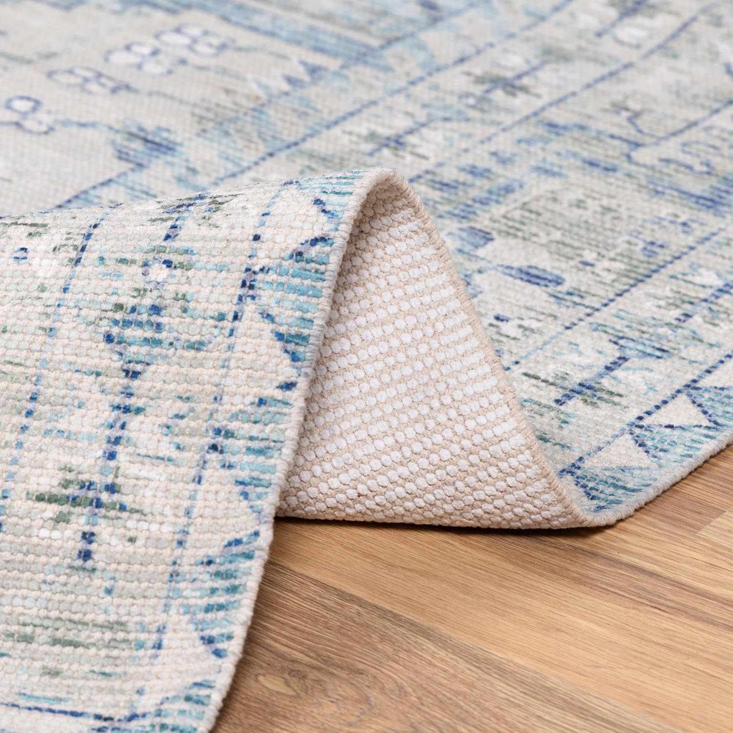 Byers Handmade Cotton-blend Aqua Rug - Image 4